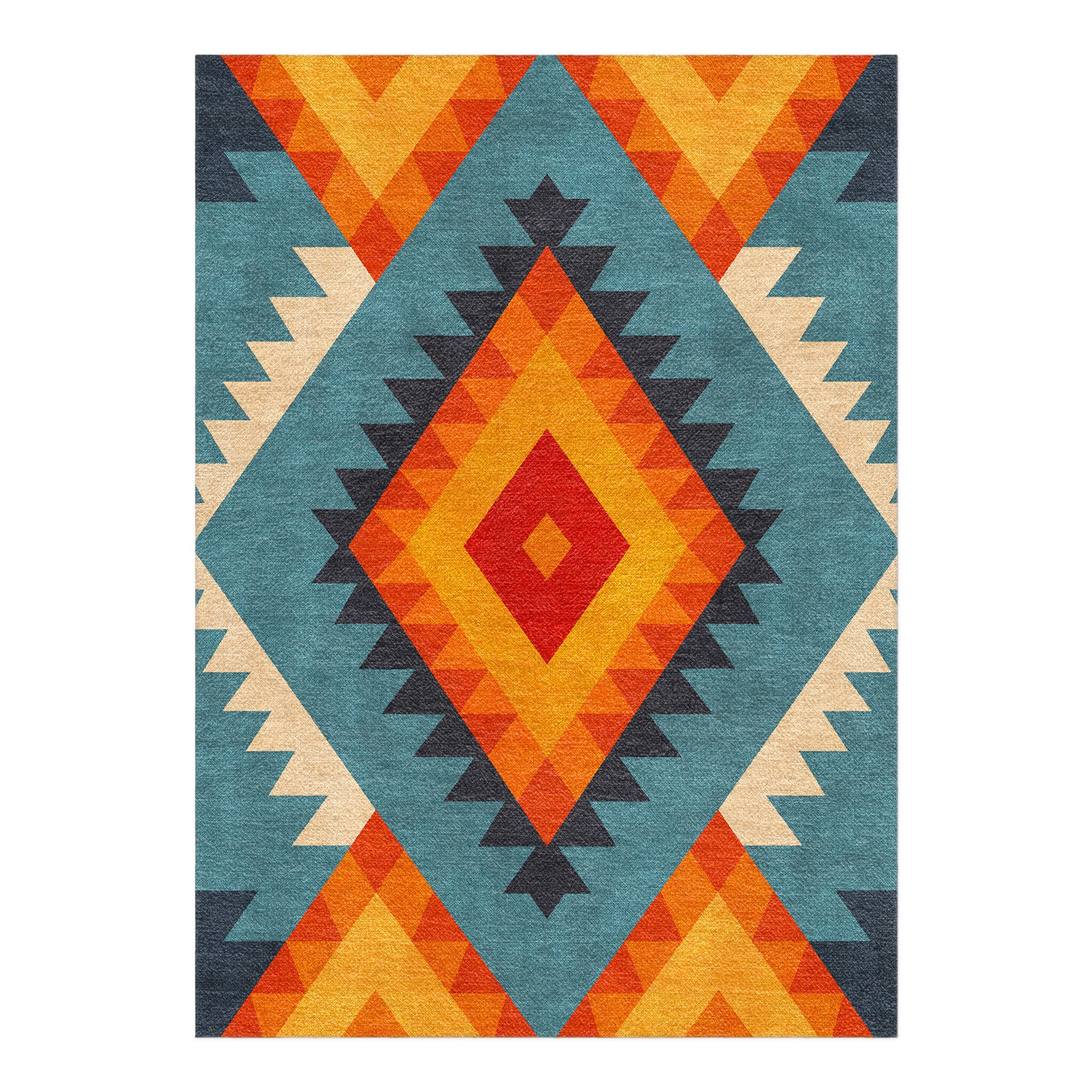 Zareen Blue & Orange in 7x5ft Size