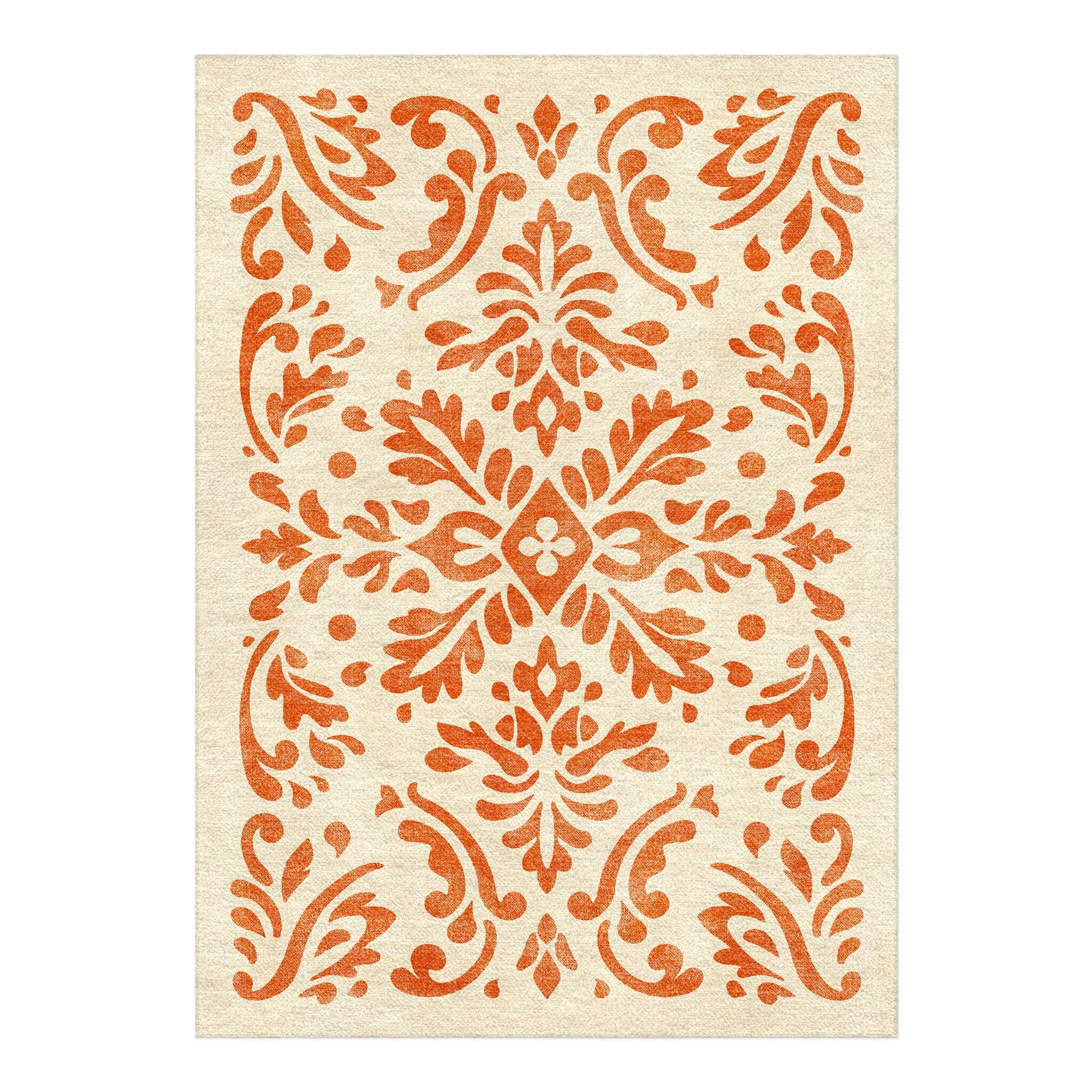 Floranna Ivory & Orange in 5' x 7' Size