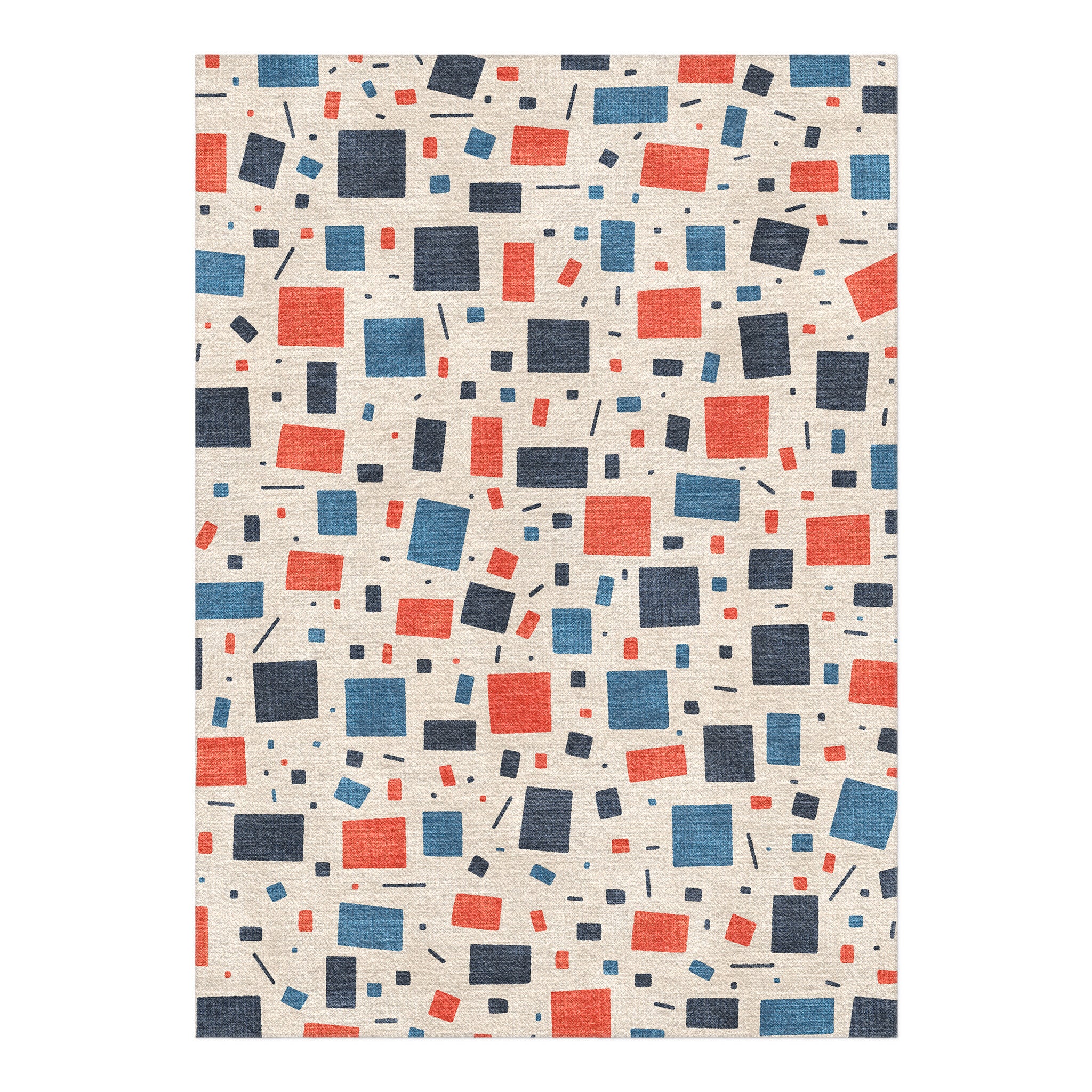 Geometric Confetti Blue & Red in 5' x 7' Size