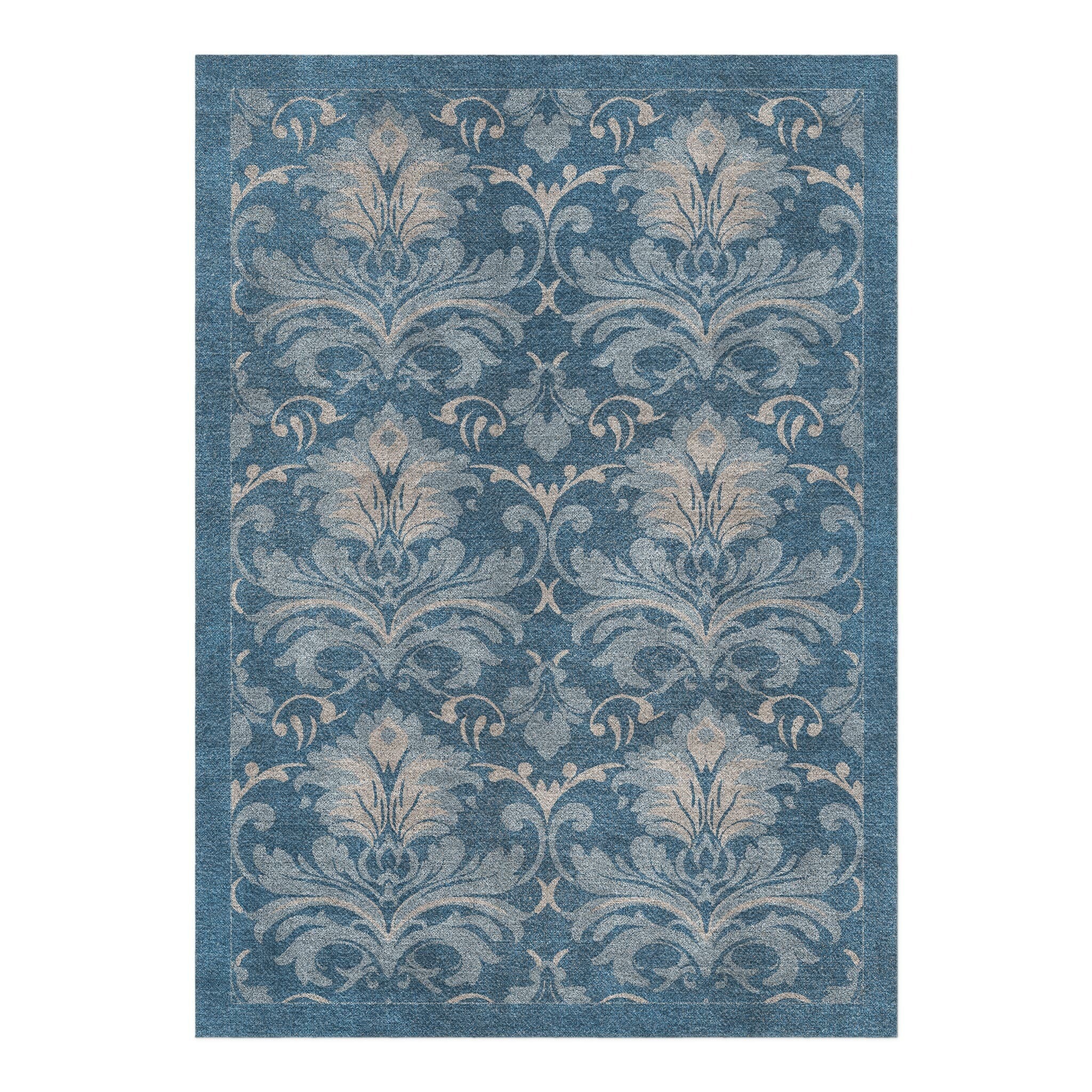 Agnes Damask Denim Blue in 5' x 7' Size