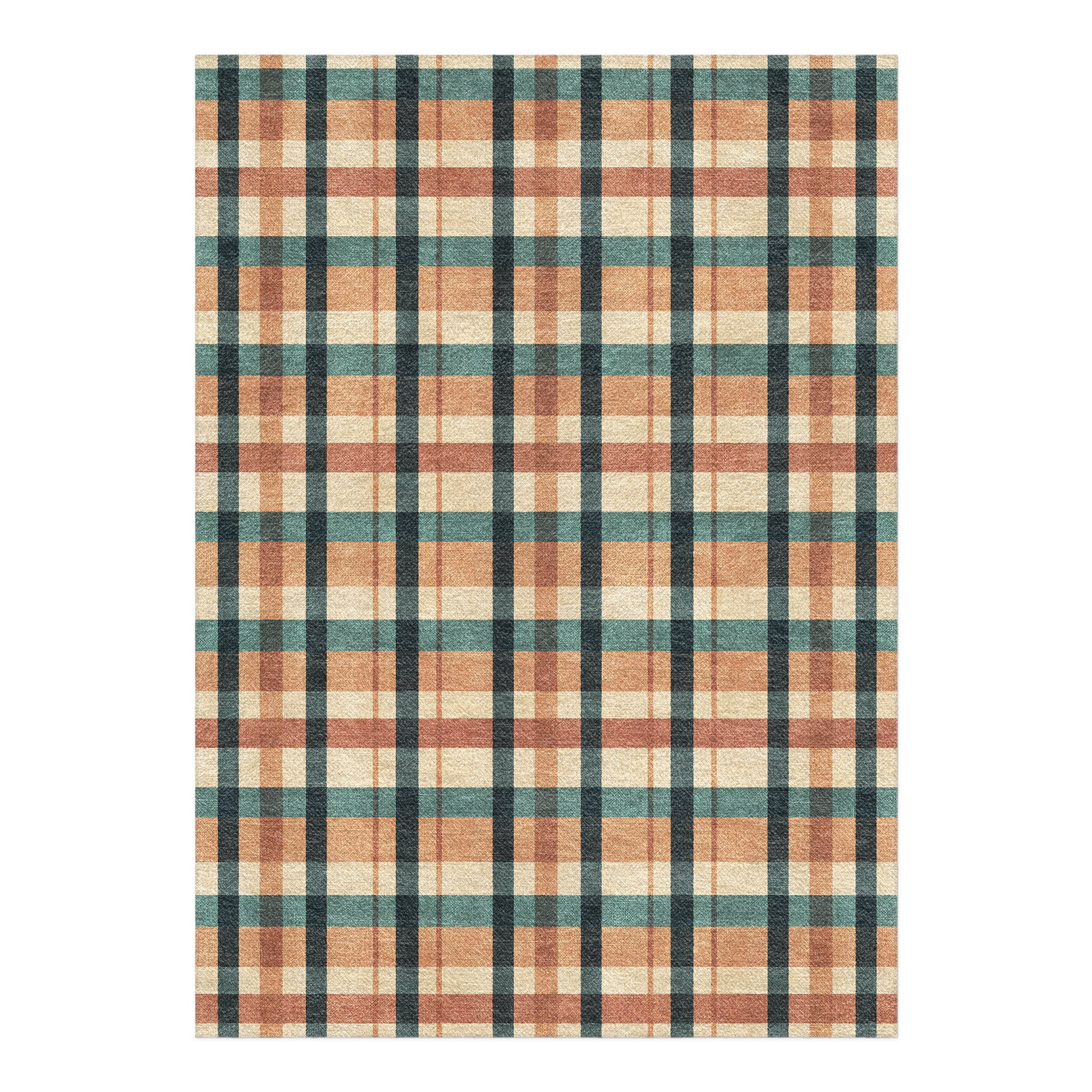 Brenton Plaid Taupe & Teal in 5' x 7' Size