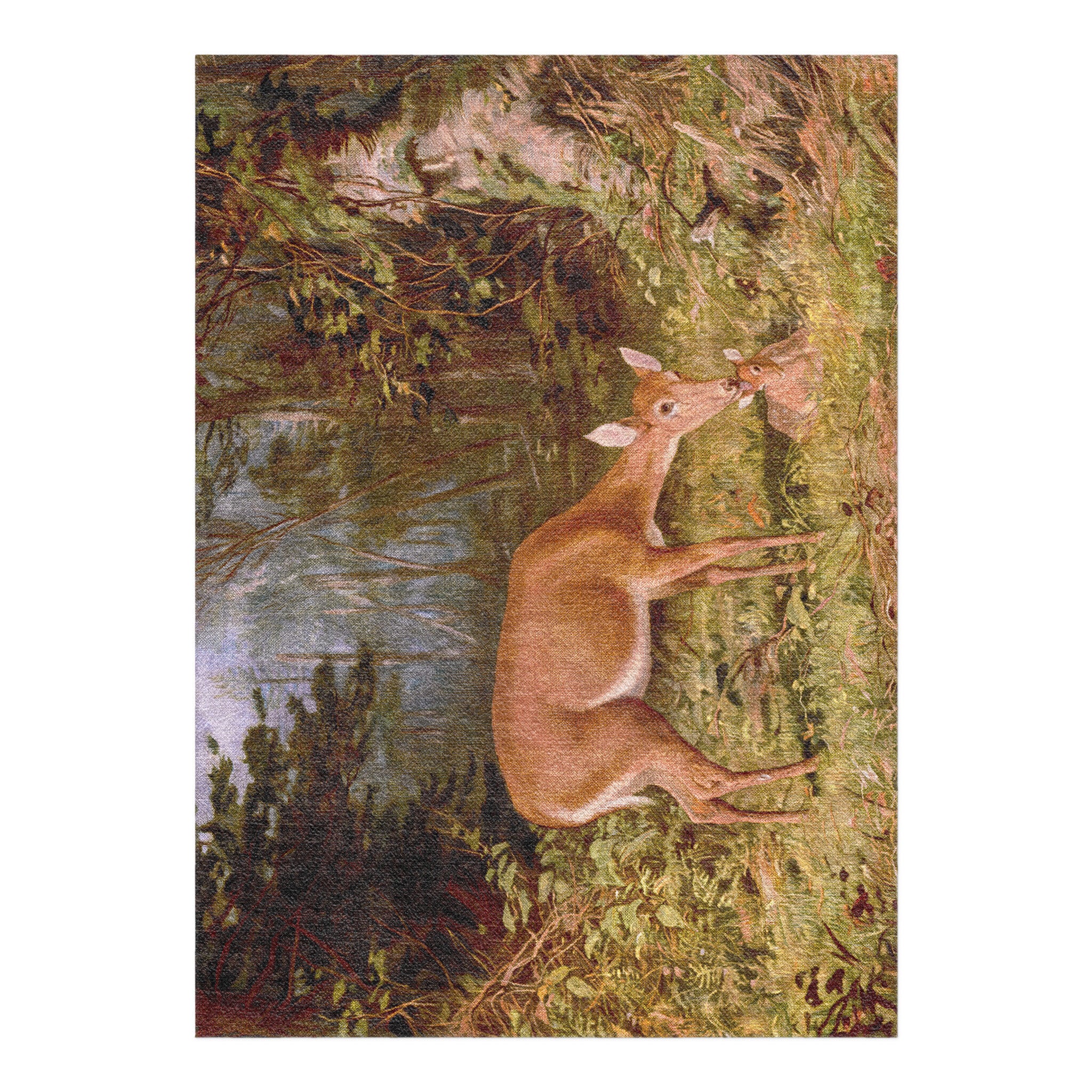 Deer and Fawn by Alfred Fitzwilliam in 5' x 7' Size