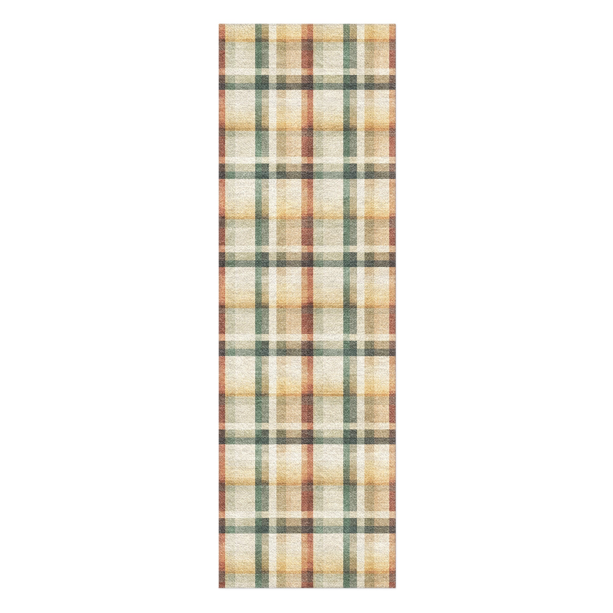 Madras Plaid Taupe & Green in 8x2 5ft Size