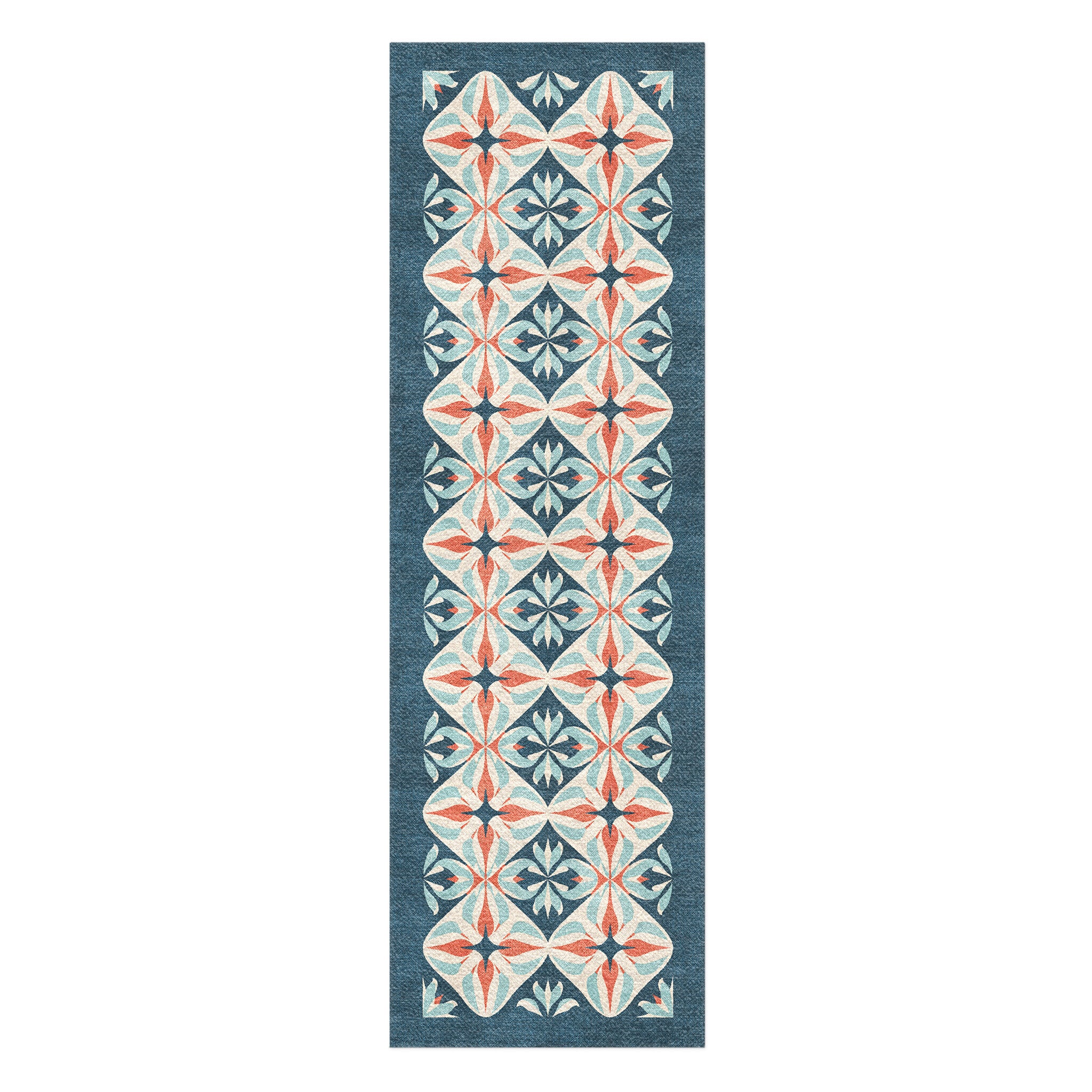 Elliot Blue & Orange in 2.5' x 8' Runner Size