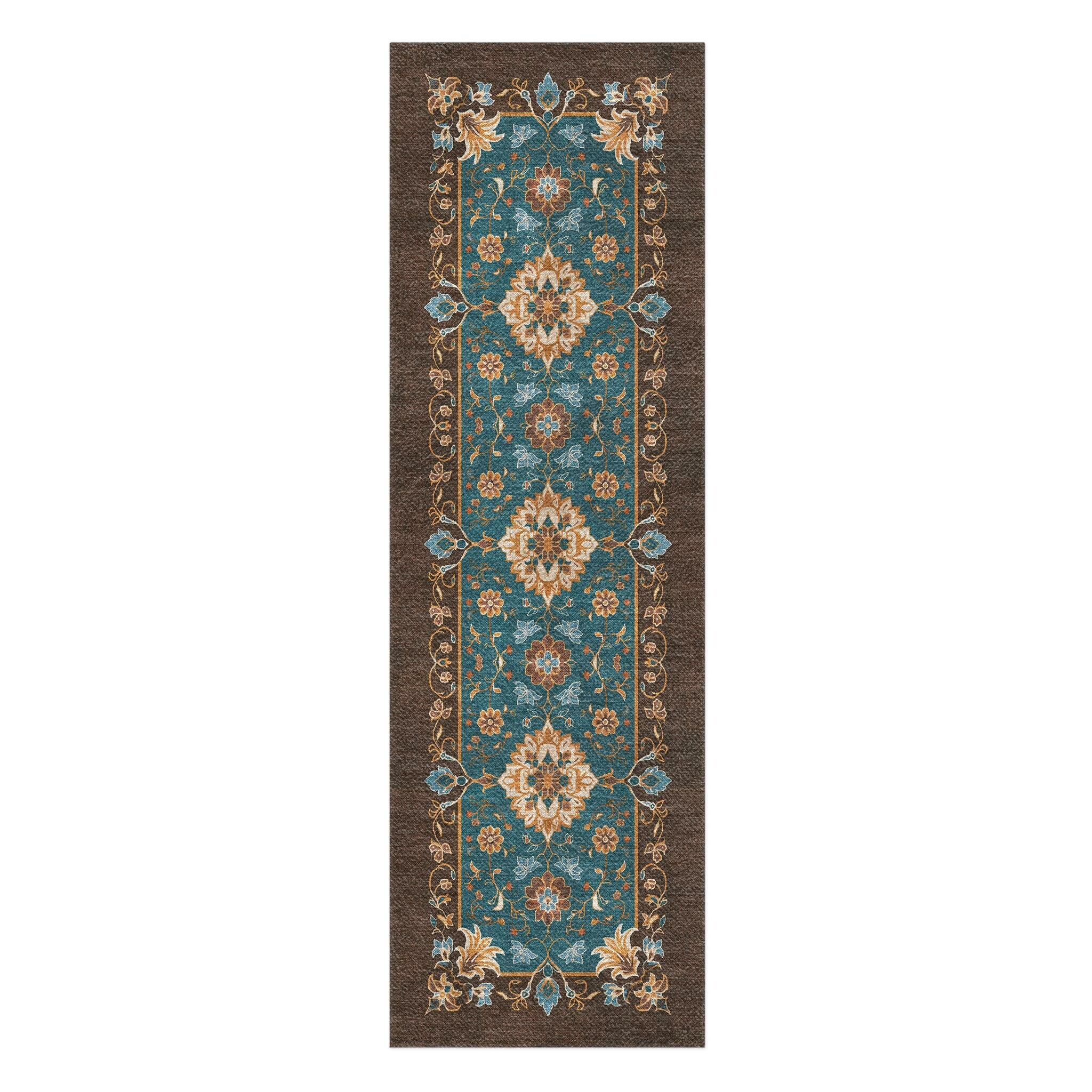 Miriam Dark Teal & Brown in 2.5' x 8' Runner Size