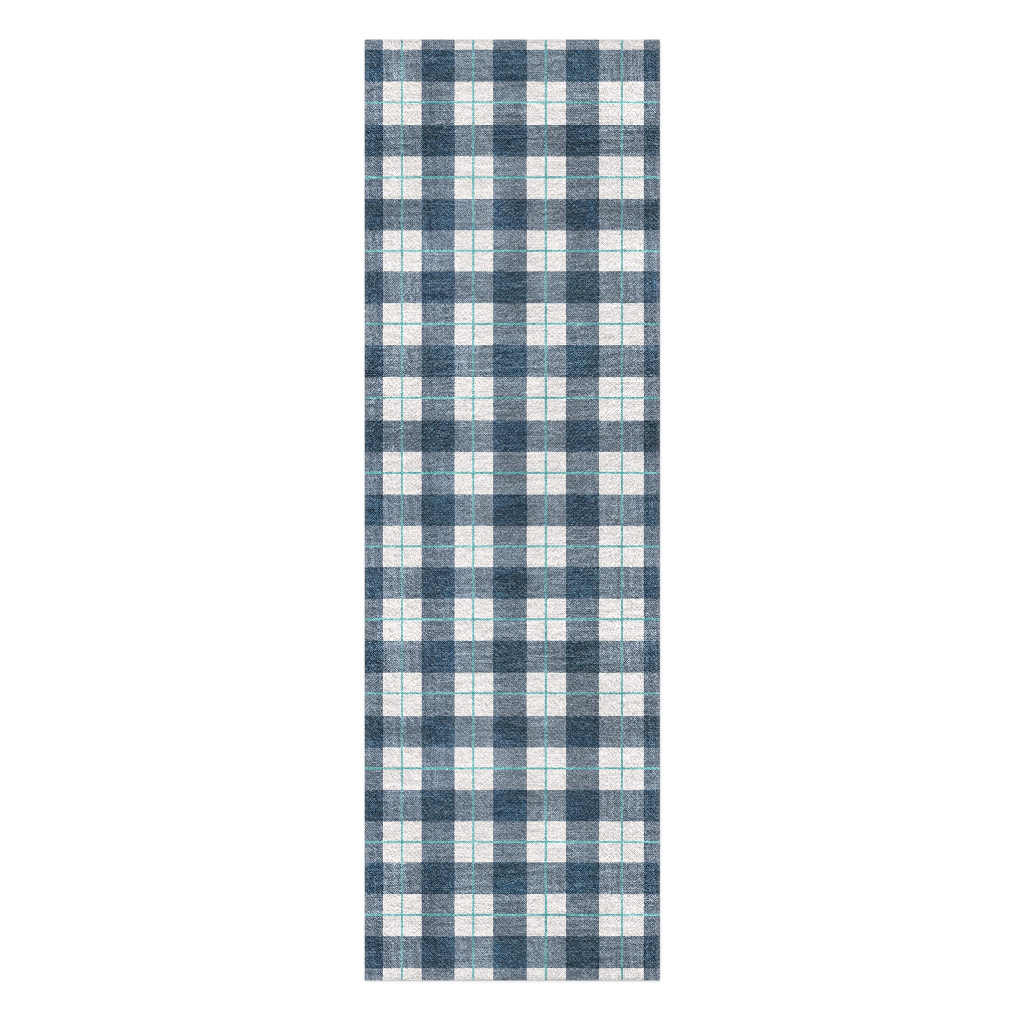 Wallace Plaid Blue & Teal in 8x2 5ft Size