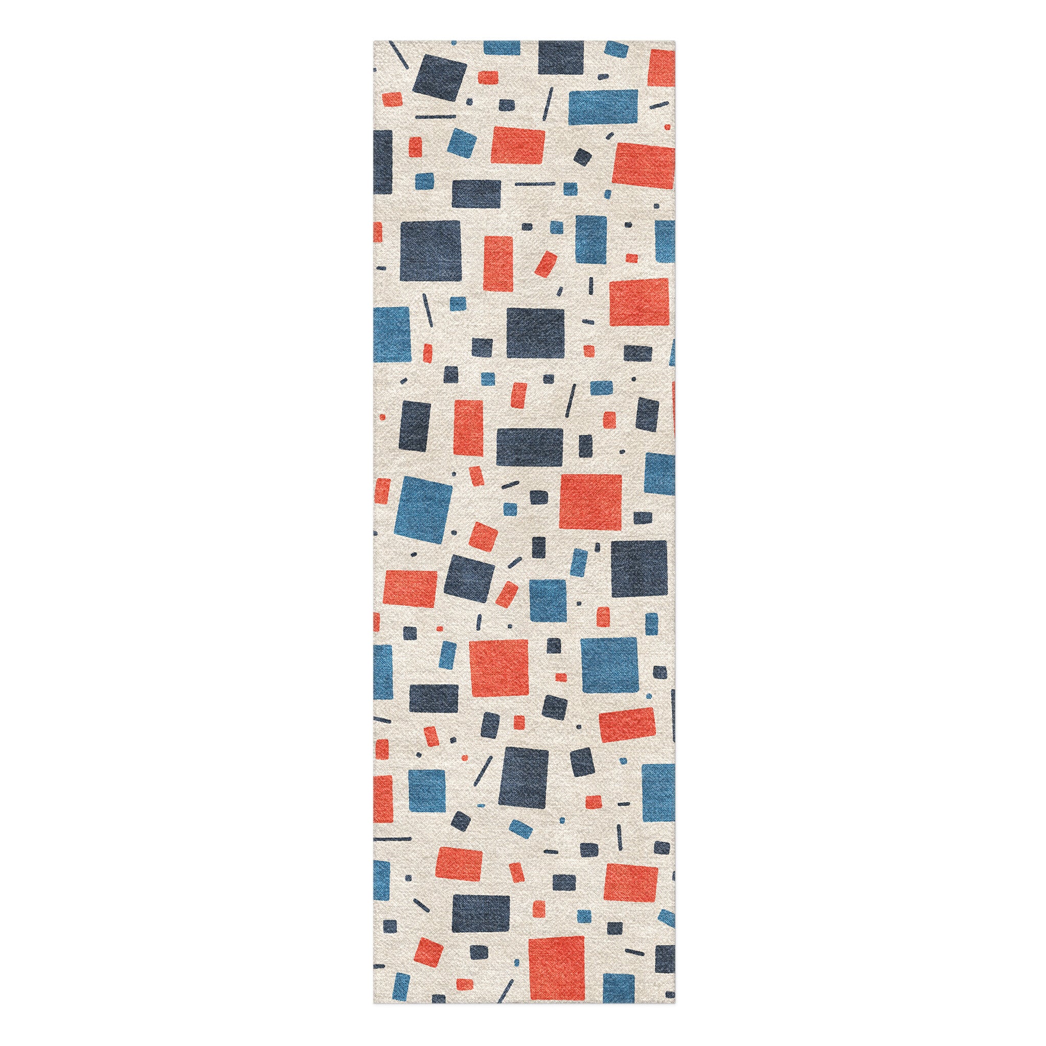 Geometric Confetti Blue & Red in 2.5' x 8' Runner Size