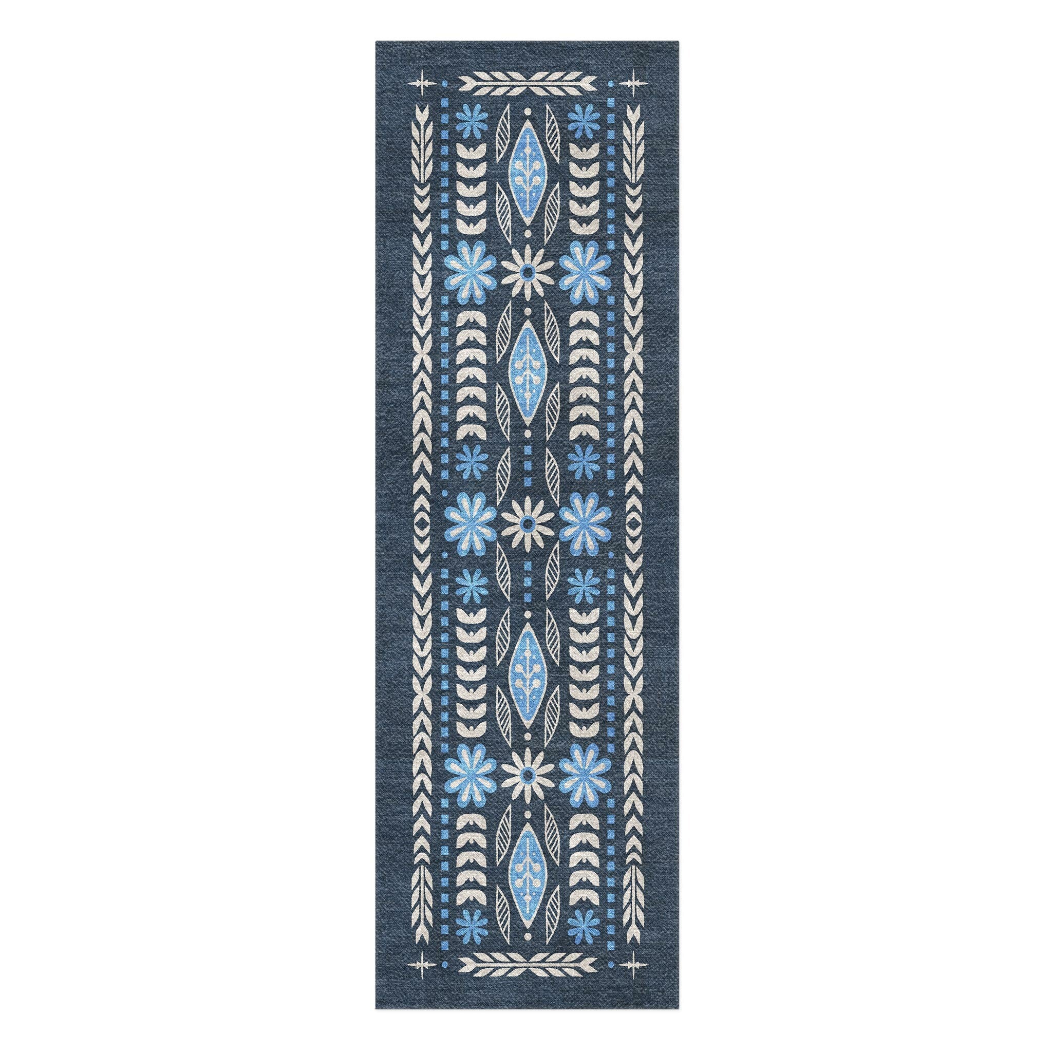 Topanga Navy & Columbia in 2.5' x 8' Runner Size