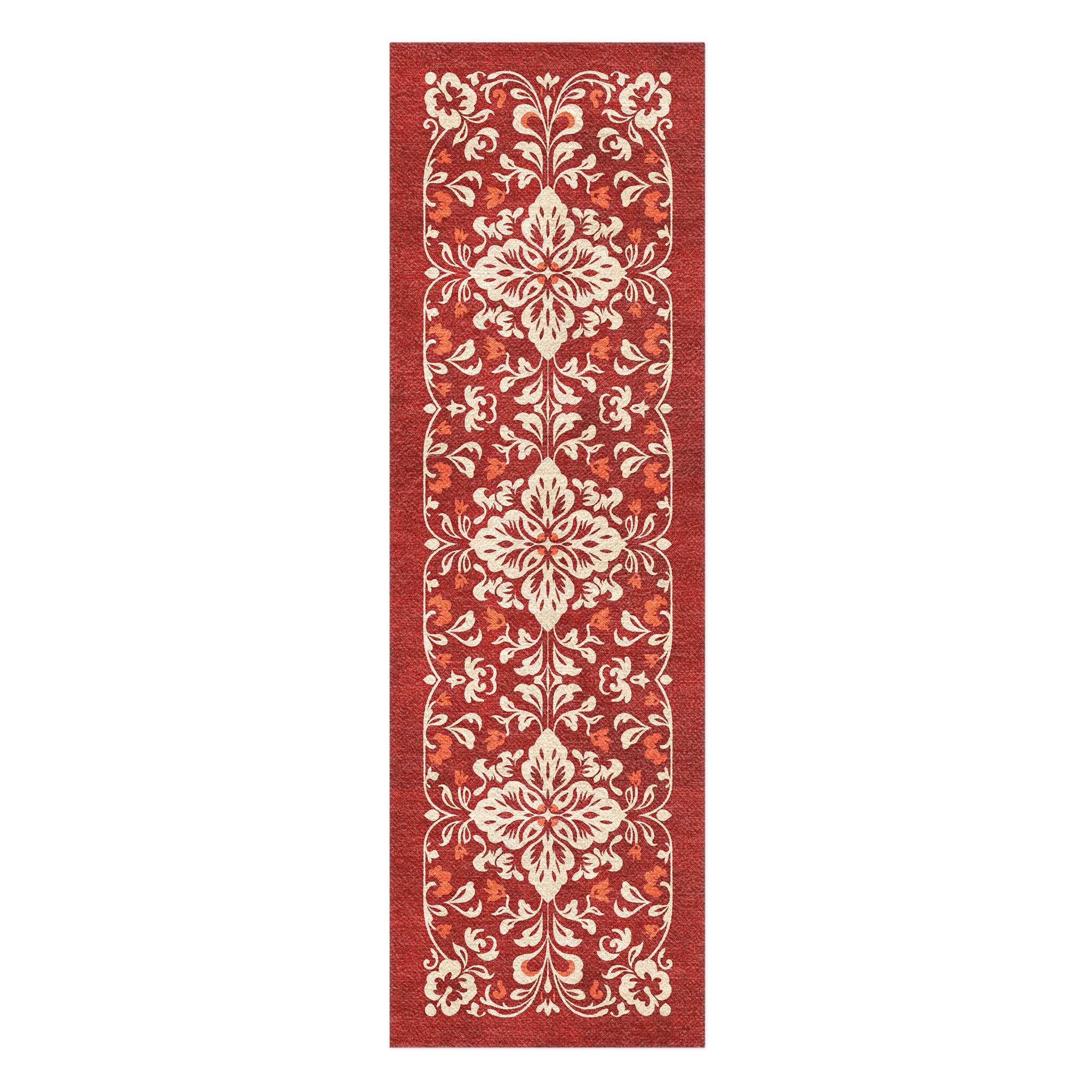 Annette Red & Ivory in 2.5' x 8' Runner Size