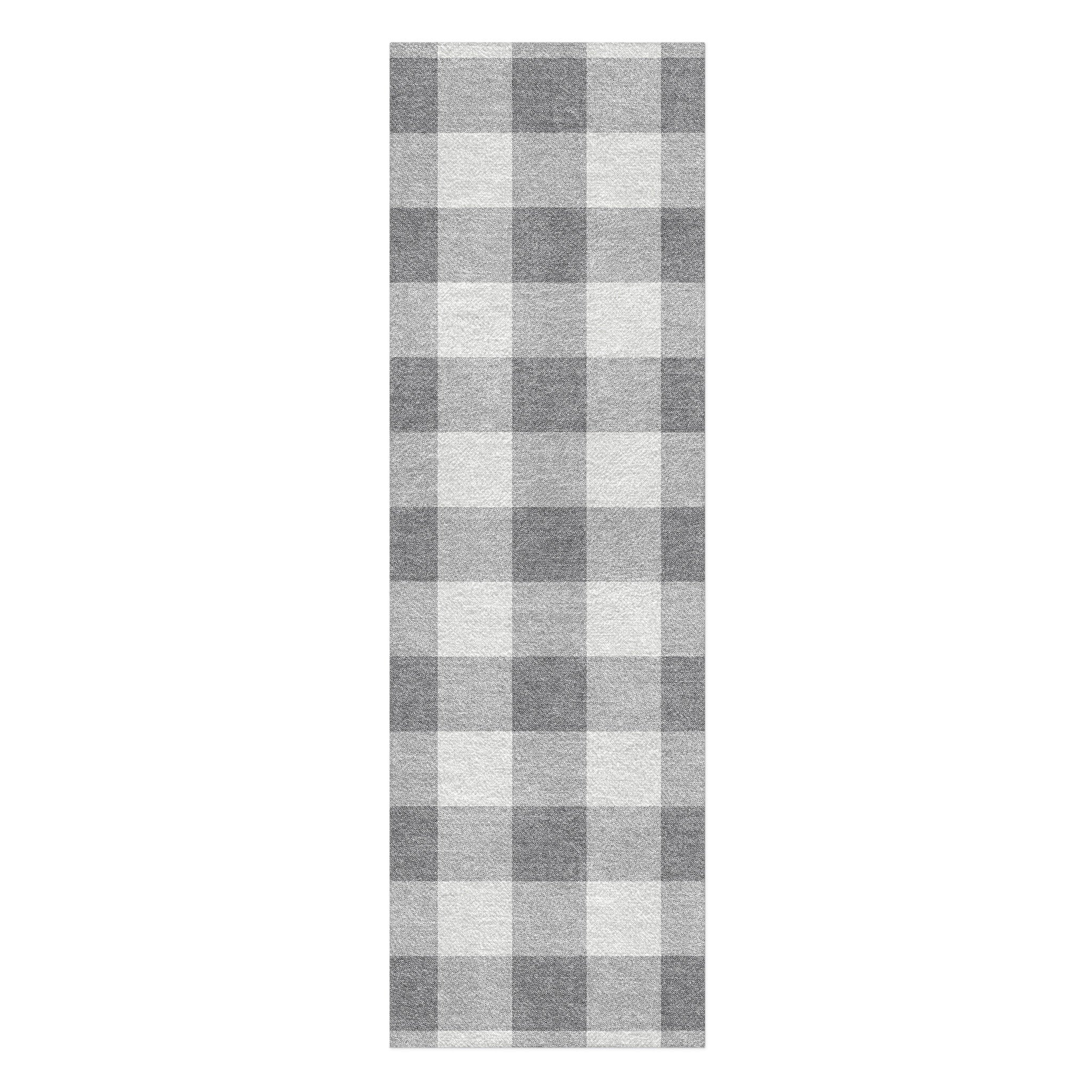 Buffalo Plaid Light Grey in 2.5' x 8' Runner Size