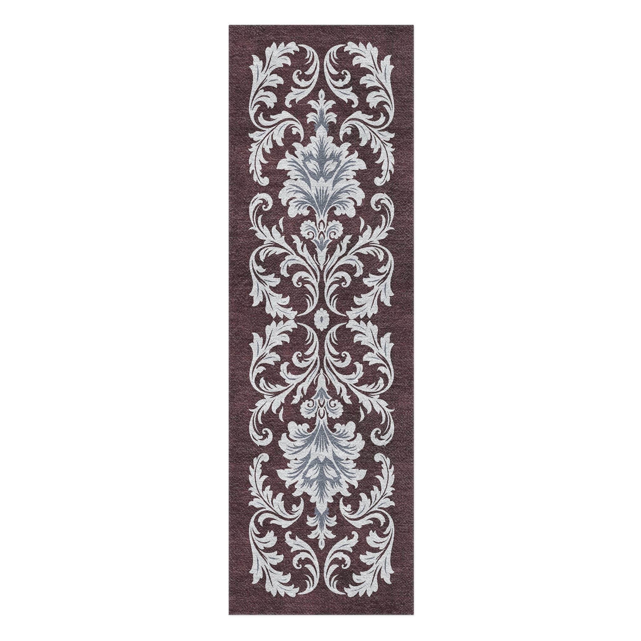 Aubrey Maroon & Light Blue in 2.5' x 8' Runner Size