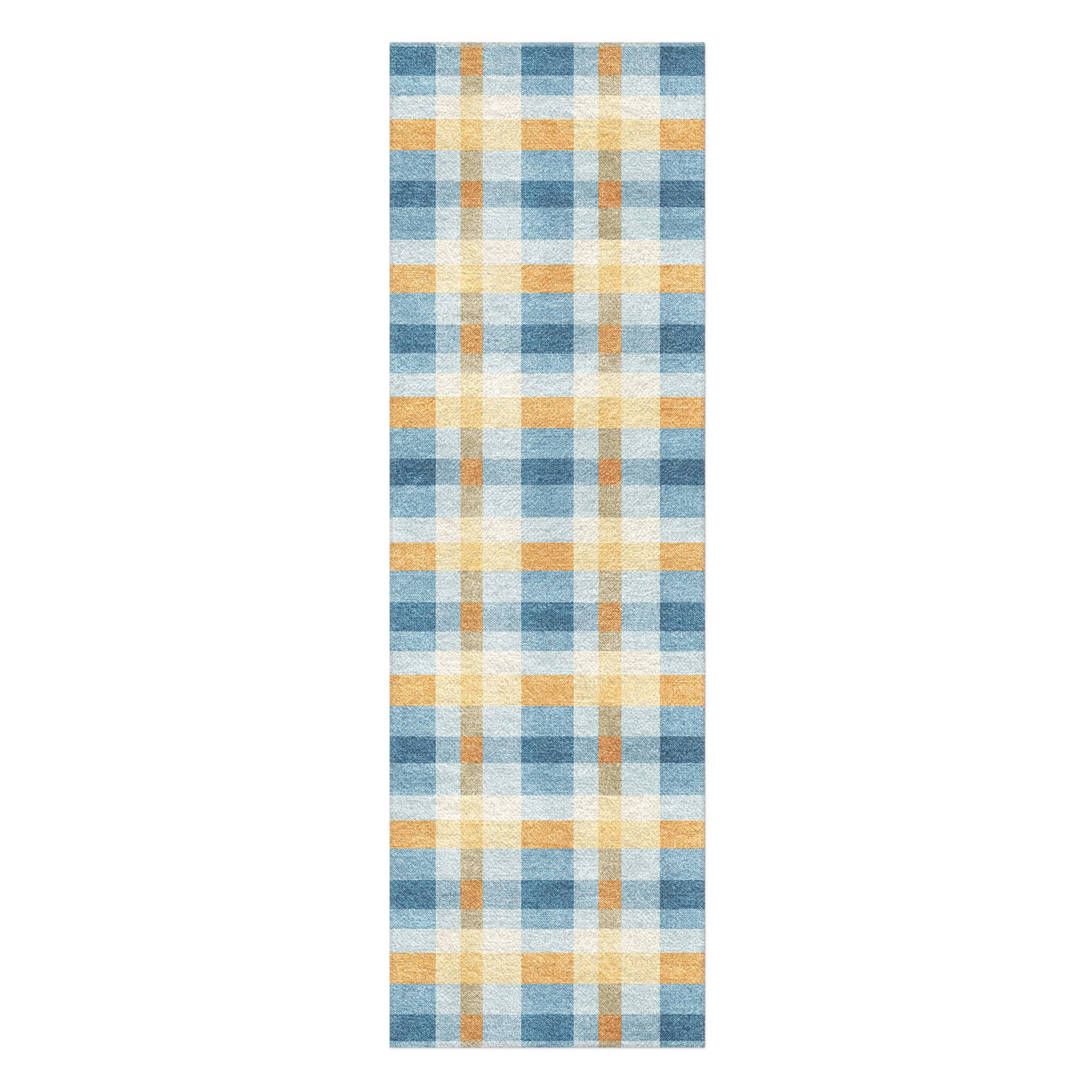 Monroe Plaid Blue & Yellow in 8x2 5ft Size