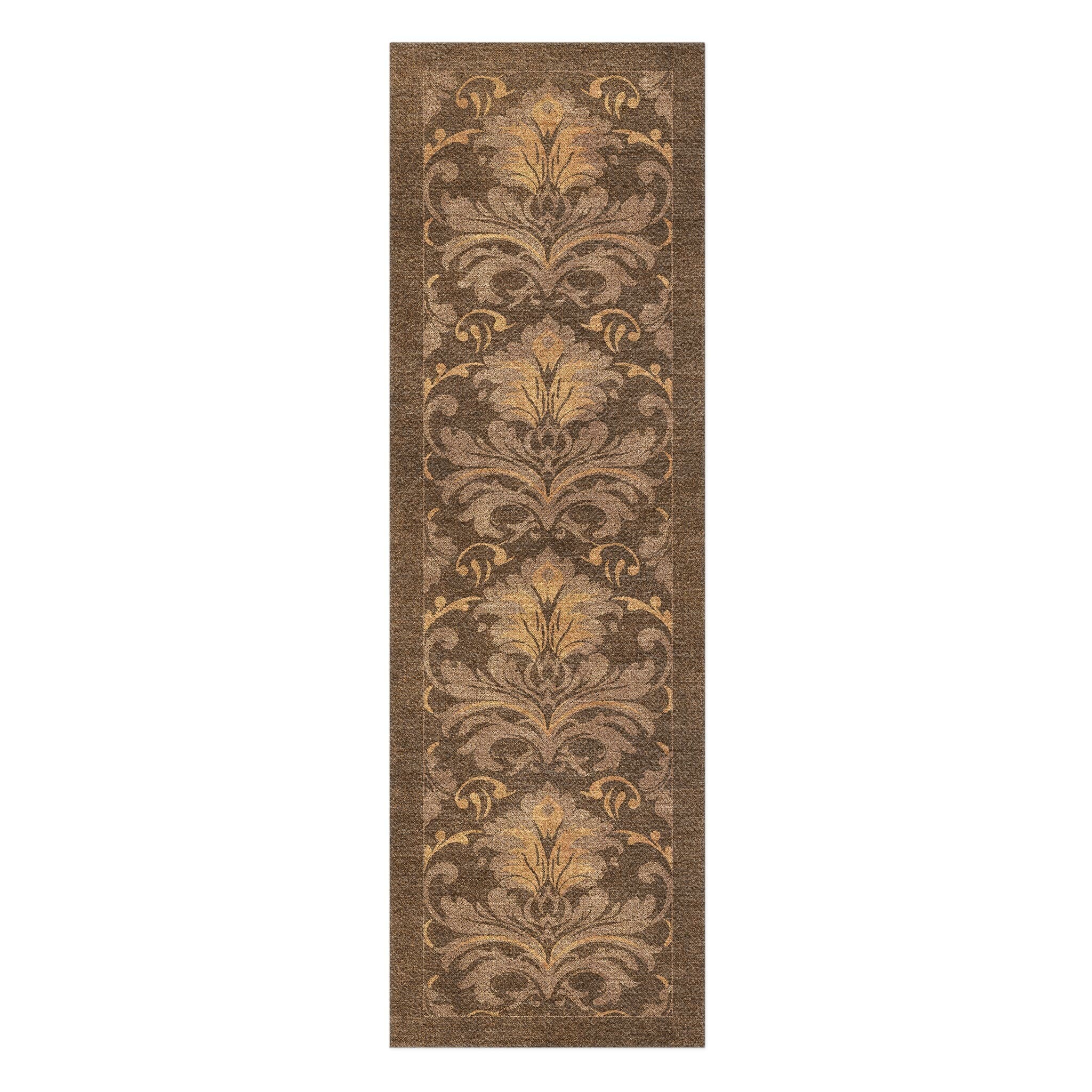 Agnes Damask Umber Brown in 2.5' x 8' Runner Size