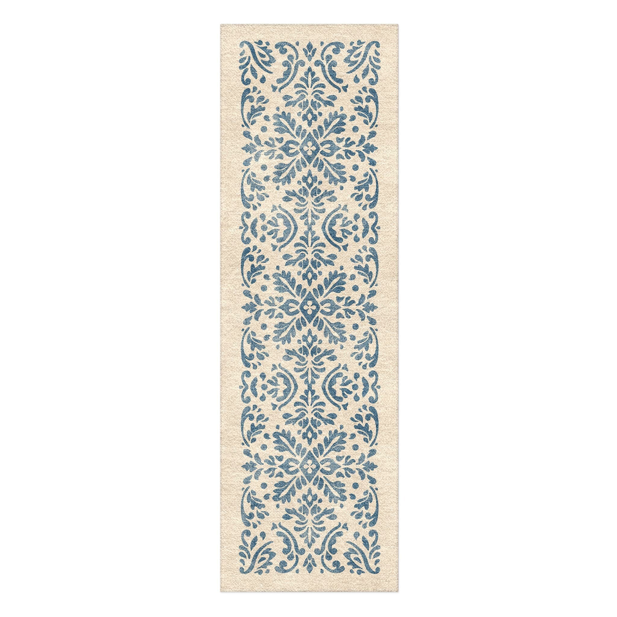 Floranna Ivory & Blue in 2.5' x 8' Runner Size