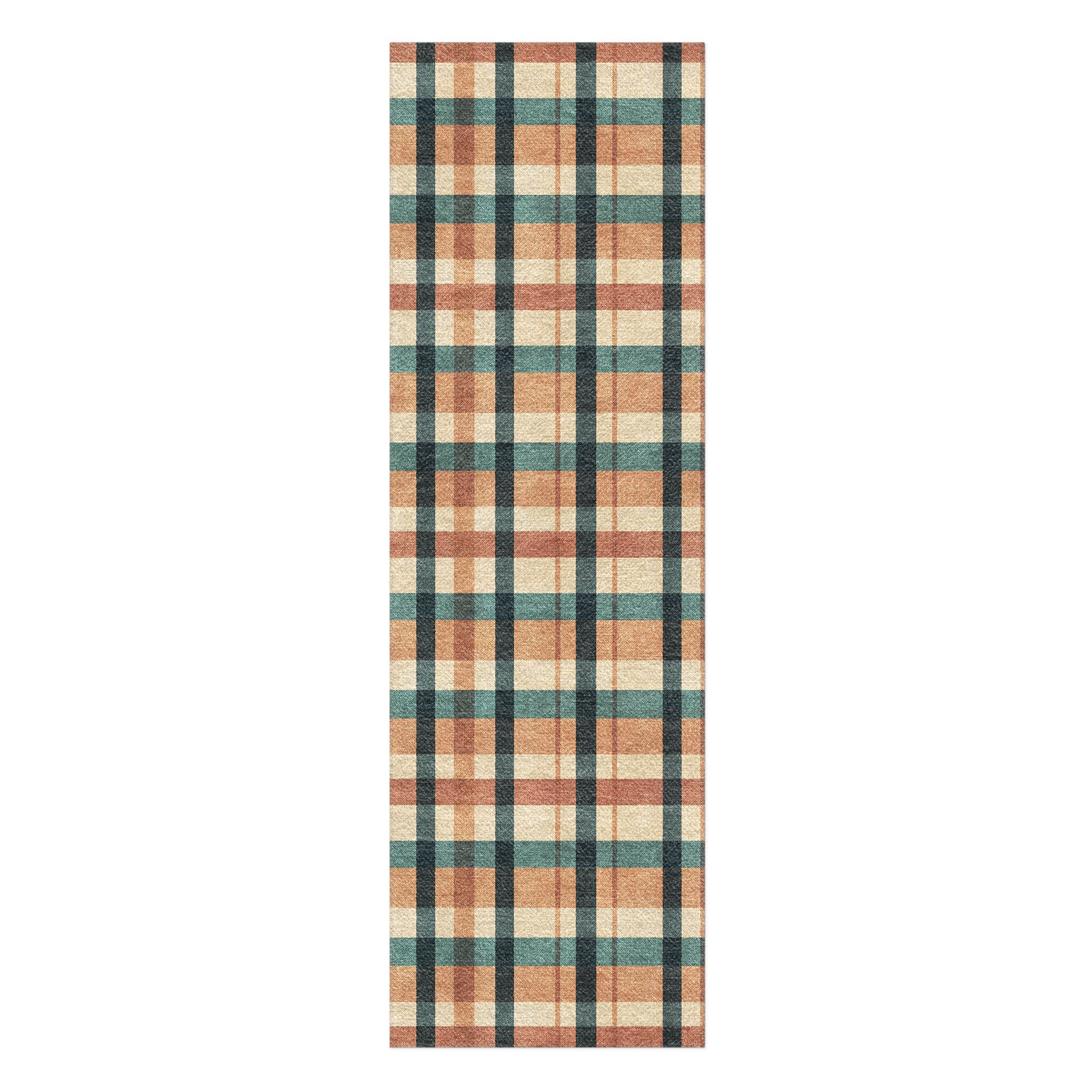 Brenton Plaid Taupe & Teal in 2.5' x 8' Runner Size