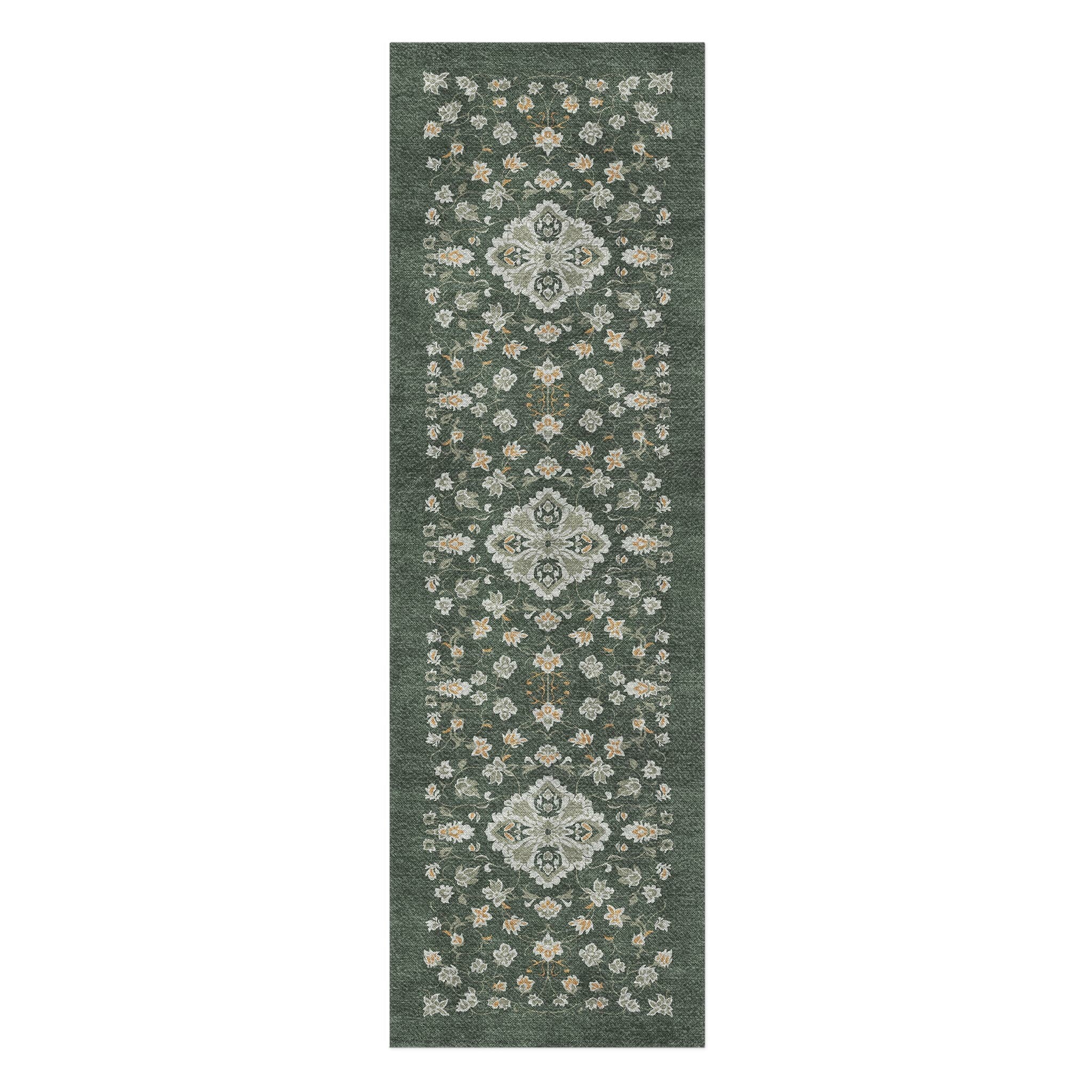 Fenwick Green & Orange in 2.5' x 8' Runner Size