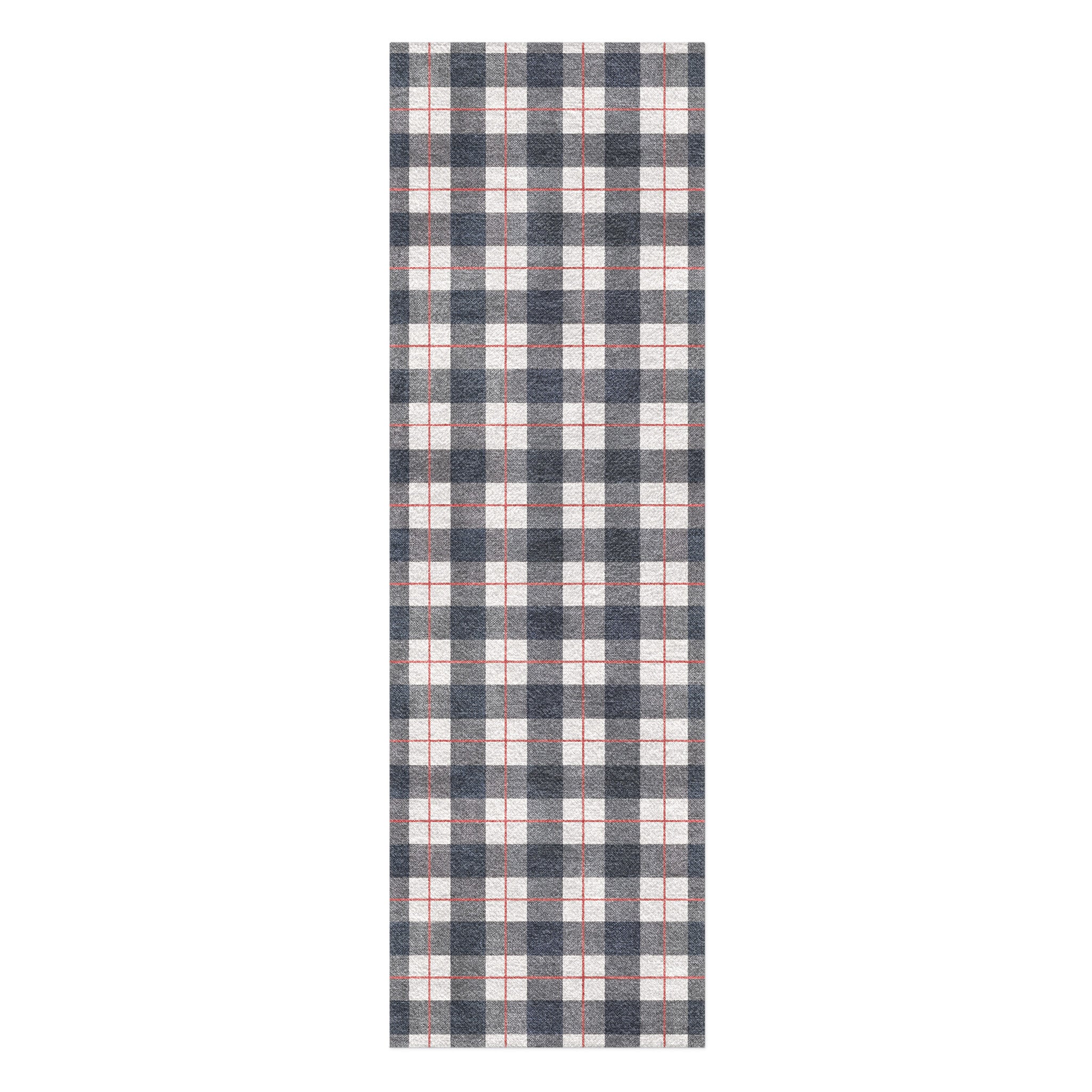 Wallace Plaid Navy & Red in 8x2 5ft Size