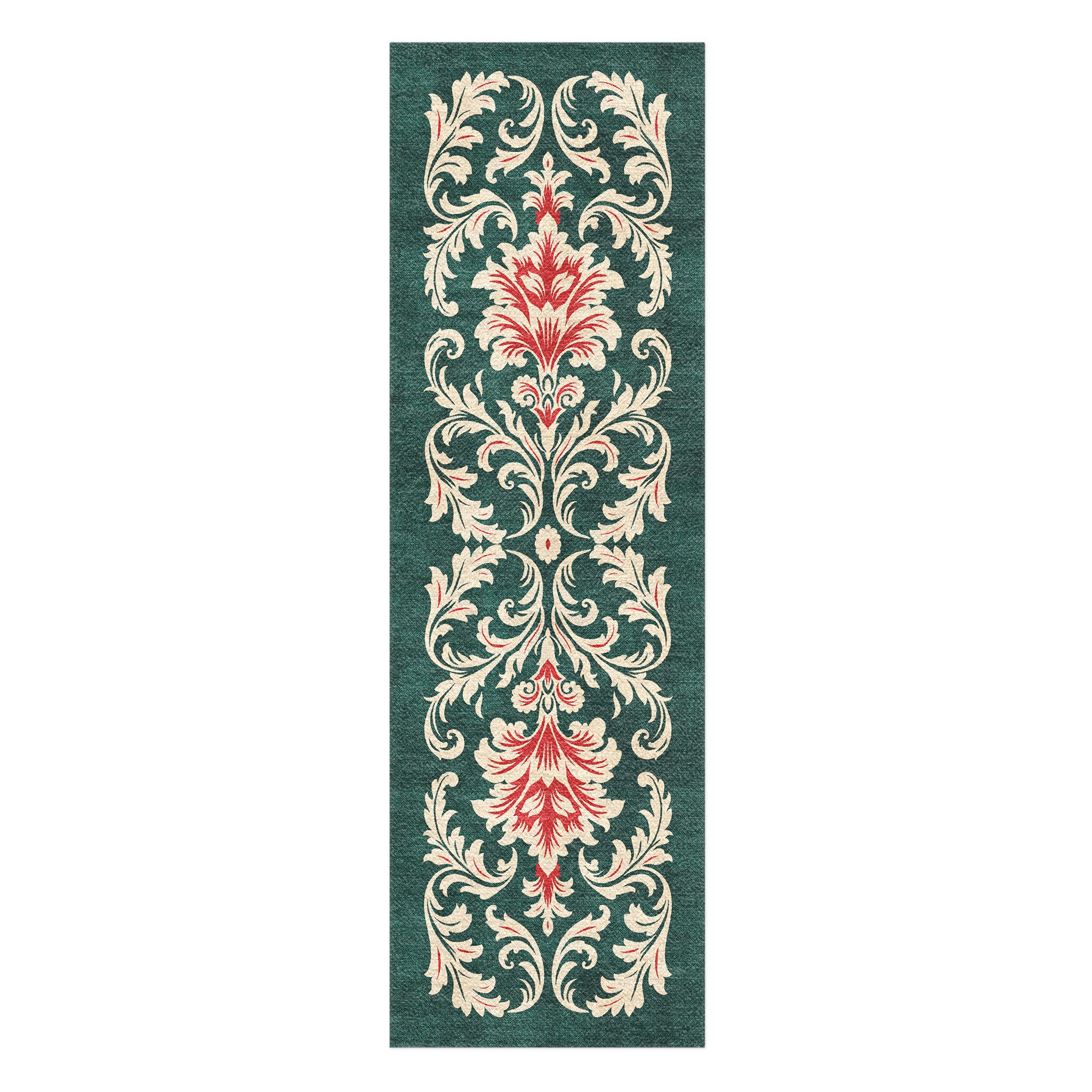 Aubrey Forest Green & Red in 2.5' x 8' Runner Size