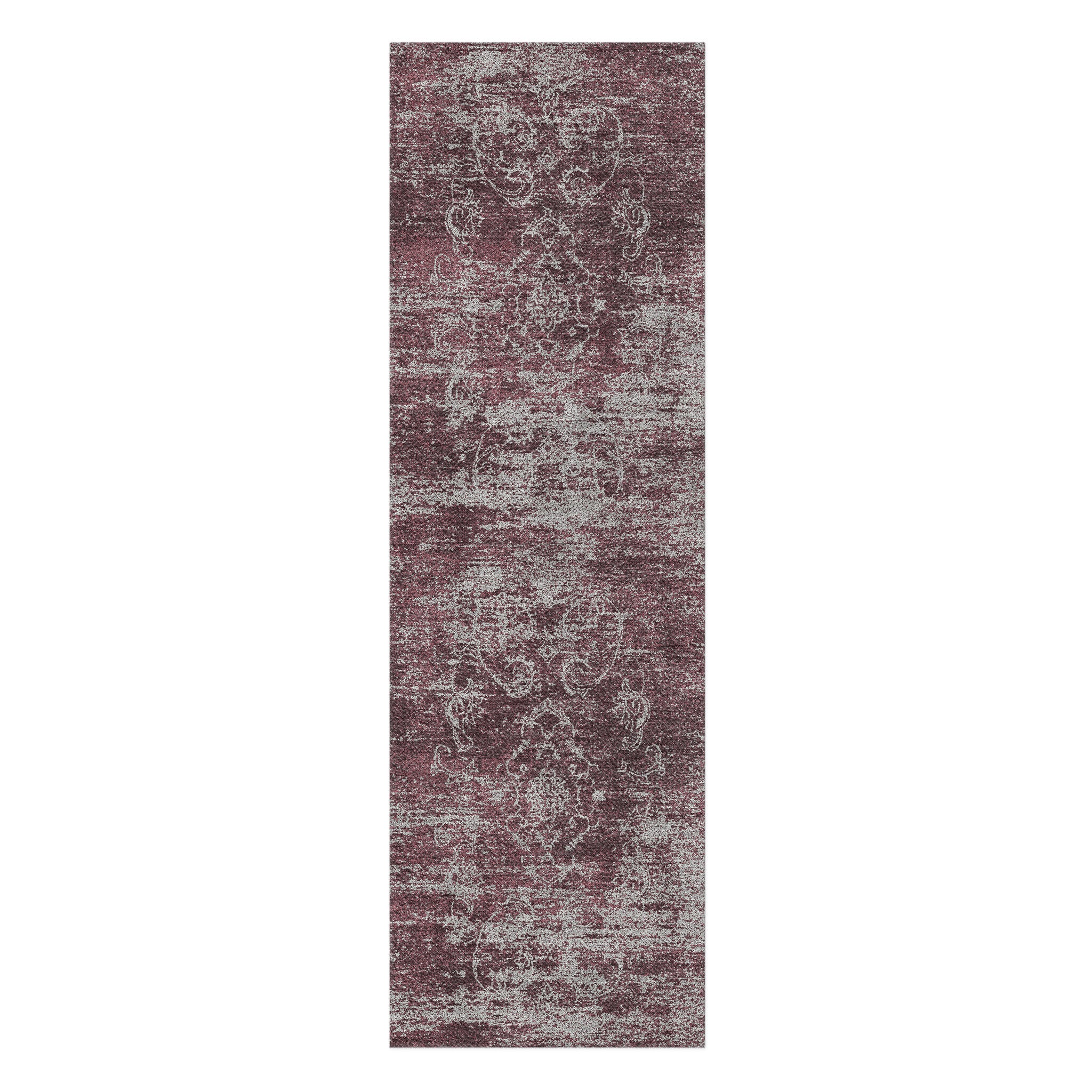 Bennett Maroon & Grey in 2.5' x 8' Runner Size