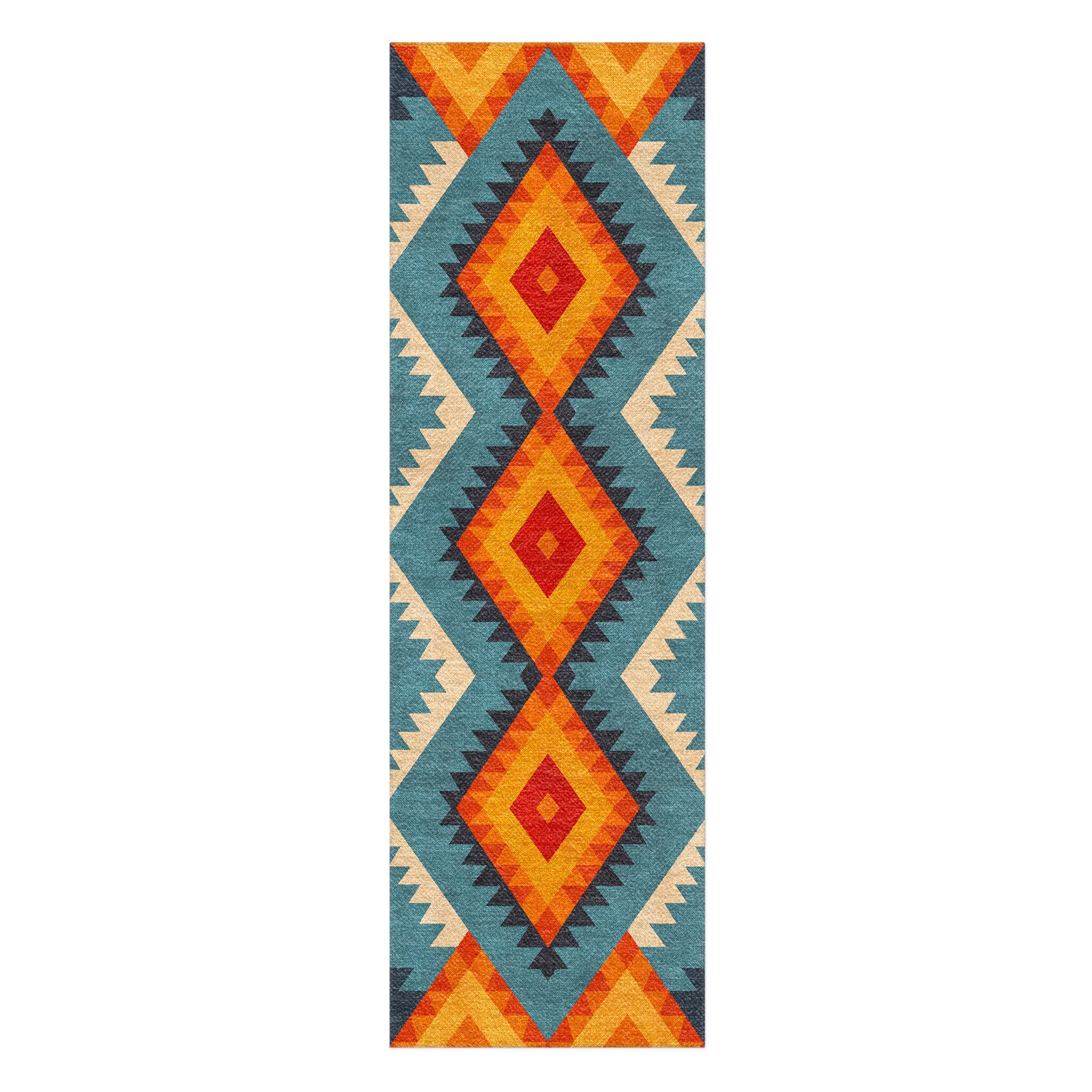 Zareen Blue & Orange in 8x2 5ft Size