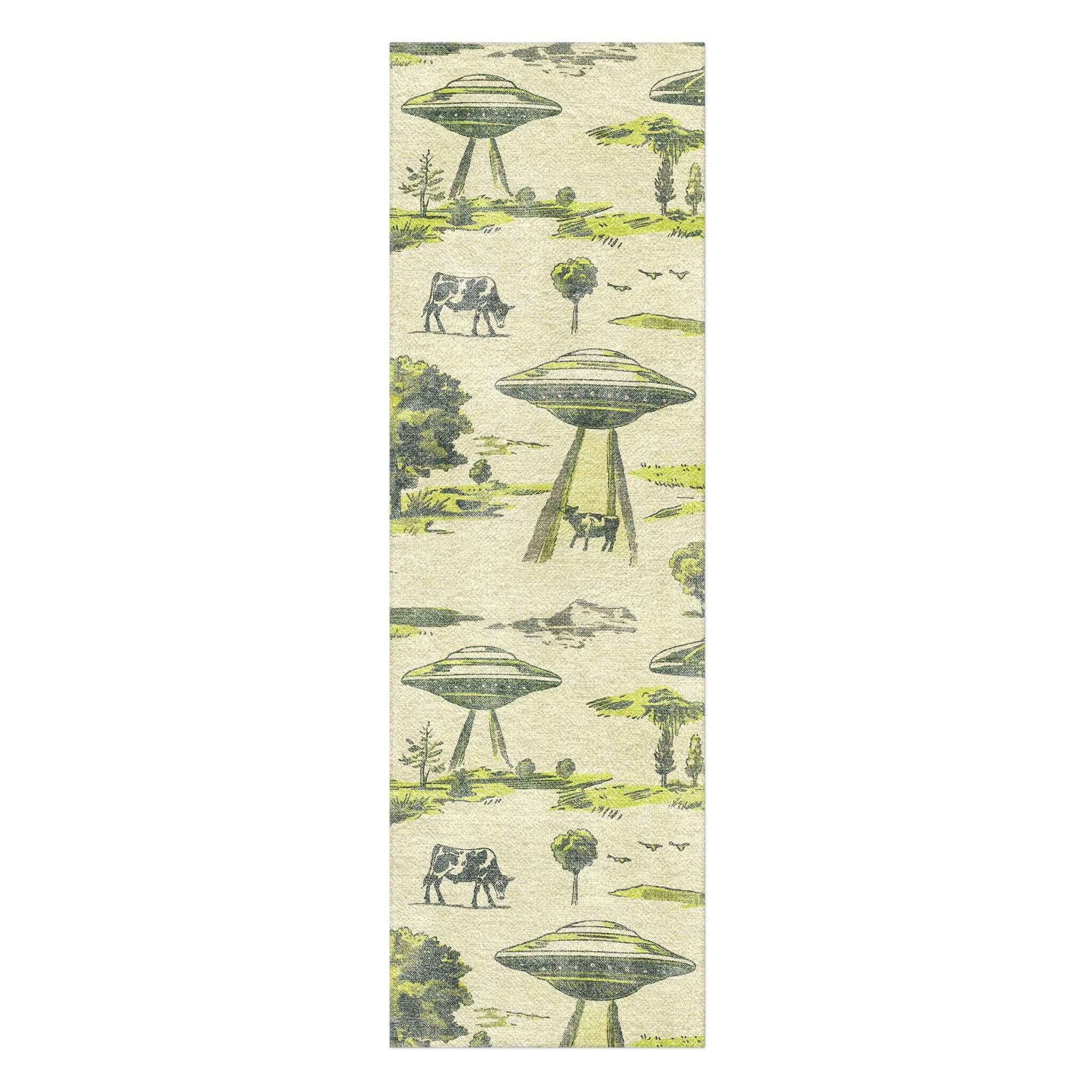 UFO Cow Abduction Toile in 2.5' x 8' Runner Size