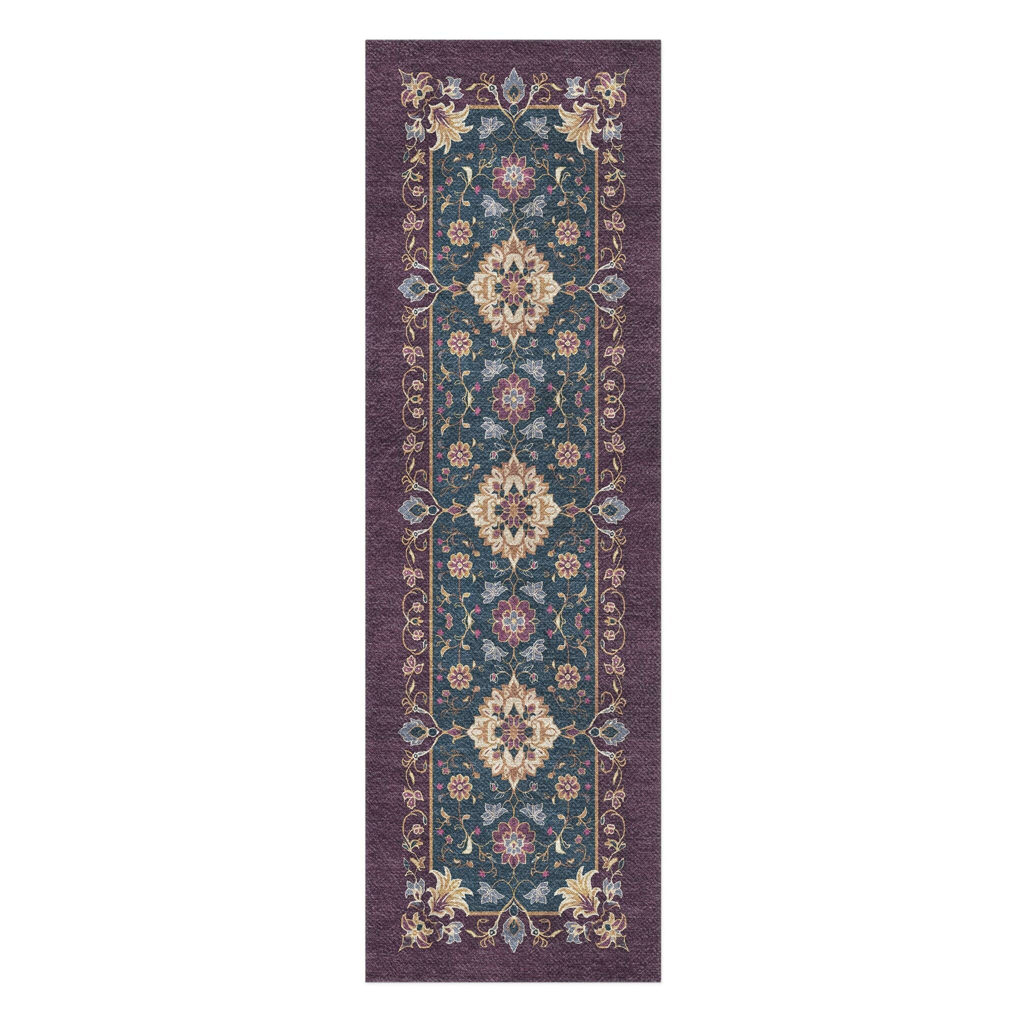 Miriam Navy & Purple in 2.5' x 8' Runner Size