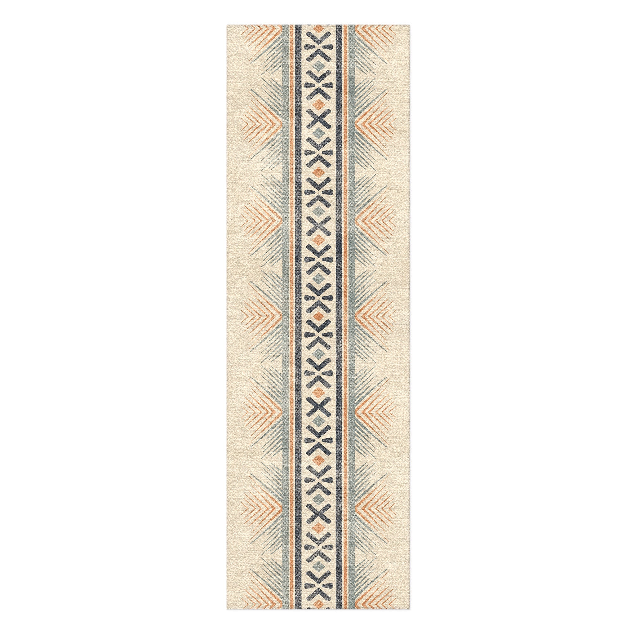 Loxcie Ivory & Blue in 8x2 5ft Size