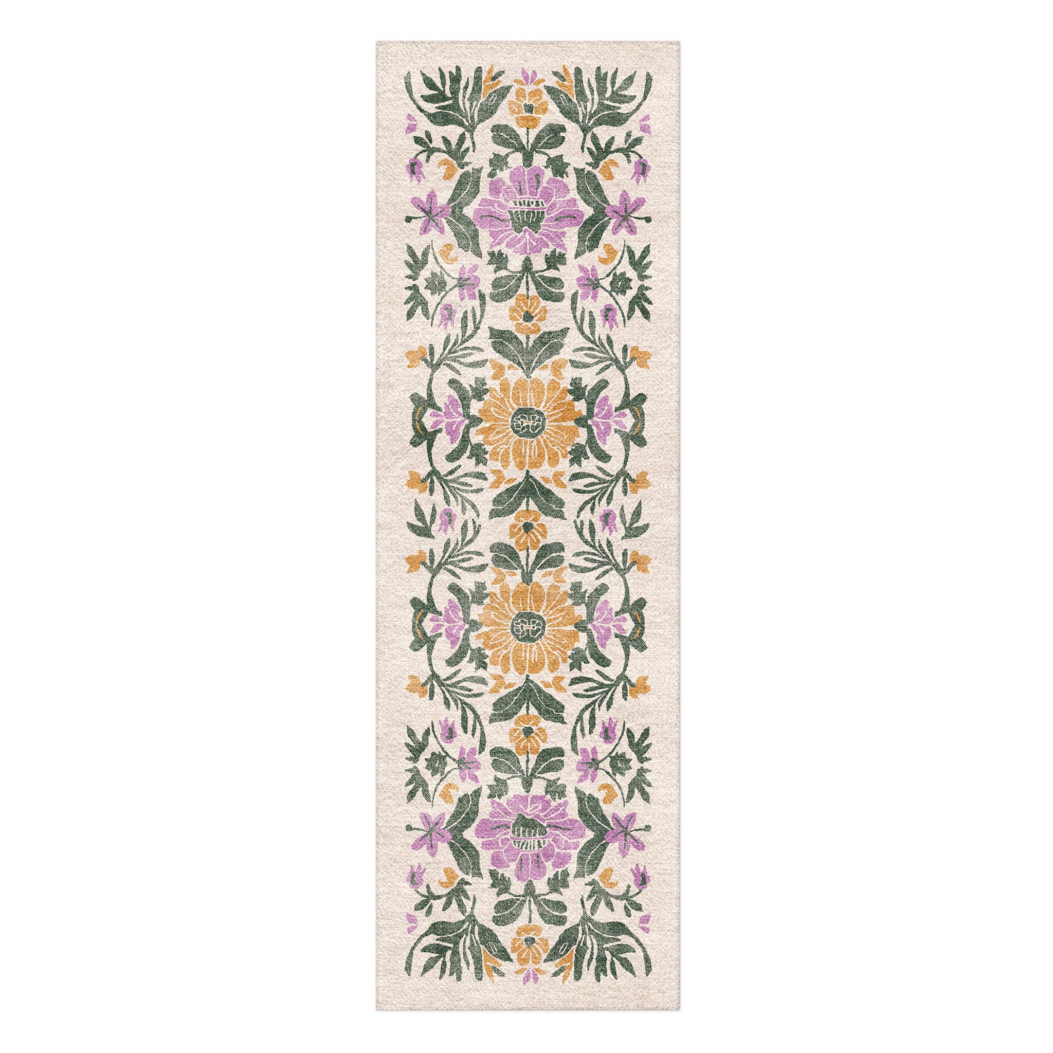 Corriana Green & Purple in 2.5' x 8' Runner Size