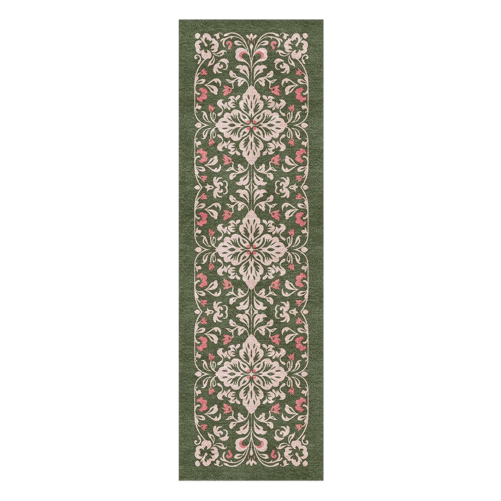 Annette Green & Coral in 2.5' x 8' Runner Size