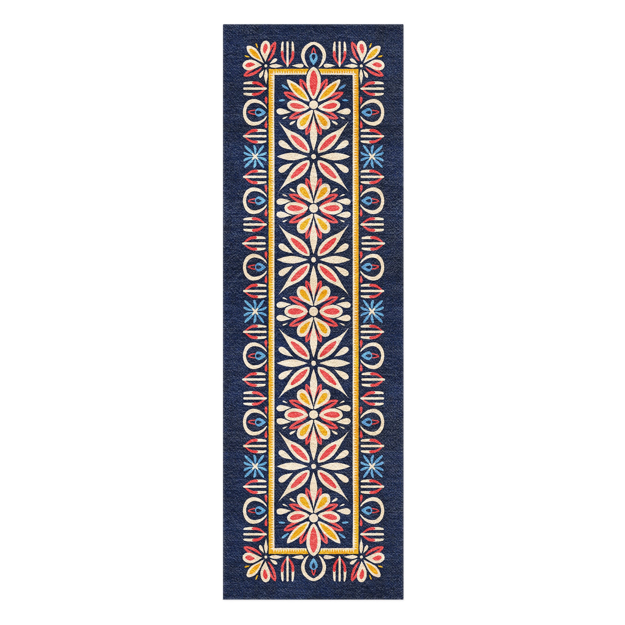 Jasmina Navy Multicolor in 8x2 5ft Size