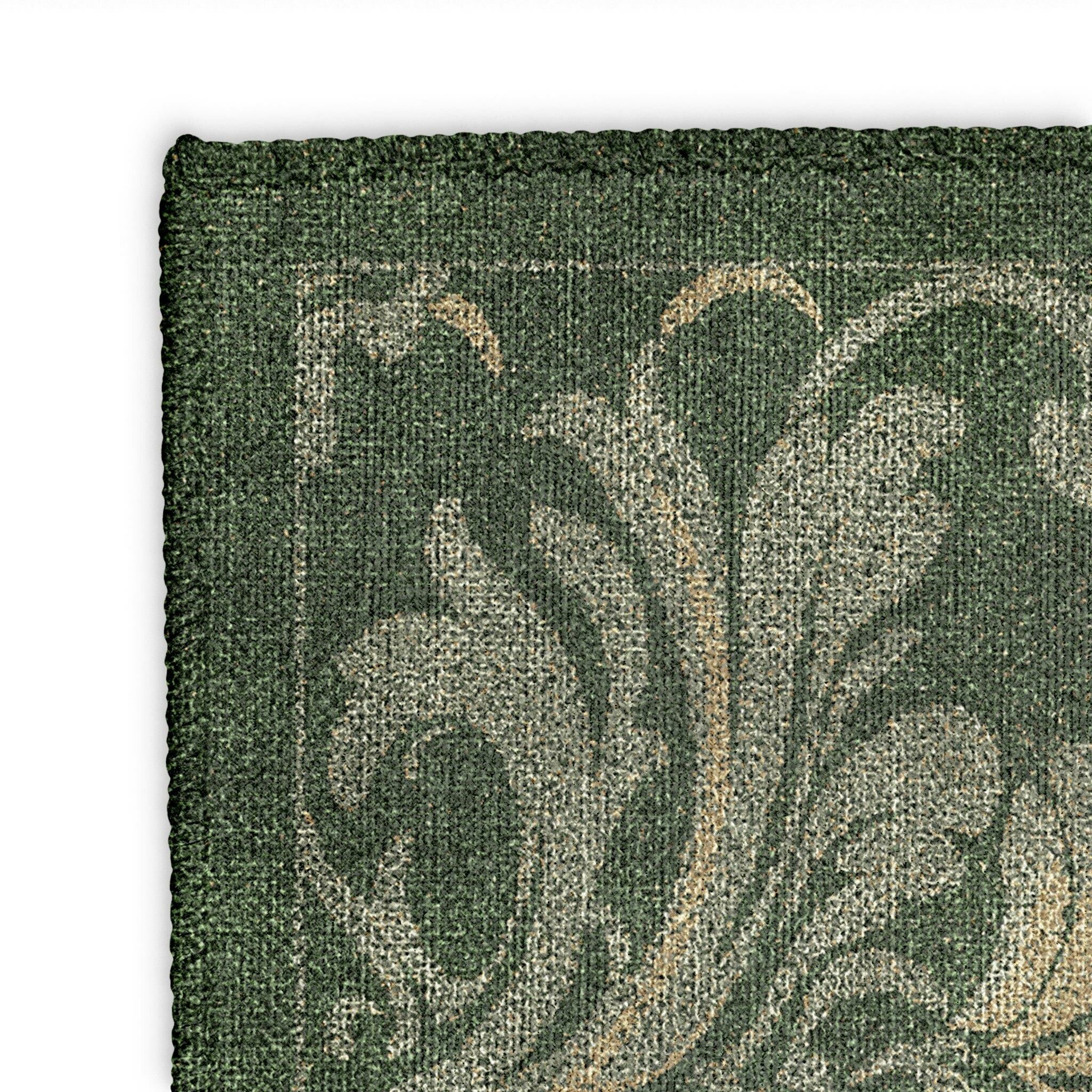 Agnes Damask Deep Olive Green Mockup Square Detail