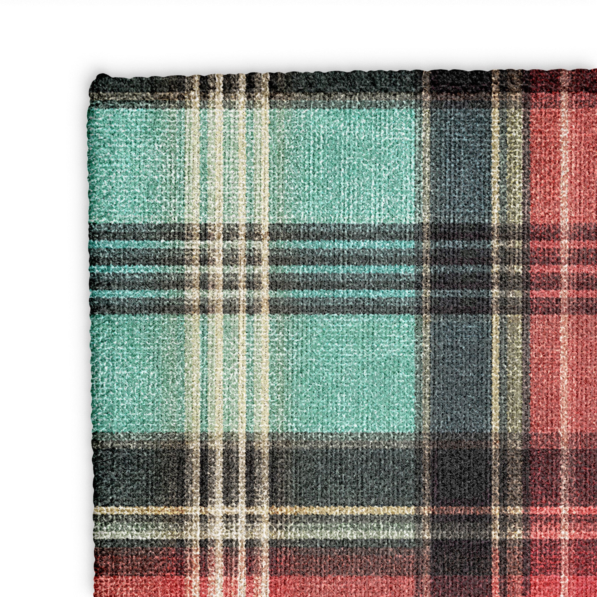 Feguson Plaid Teal & Red Mockup Square Detail