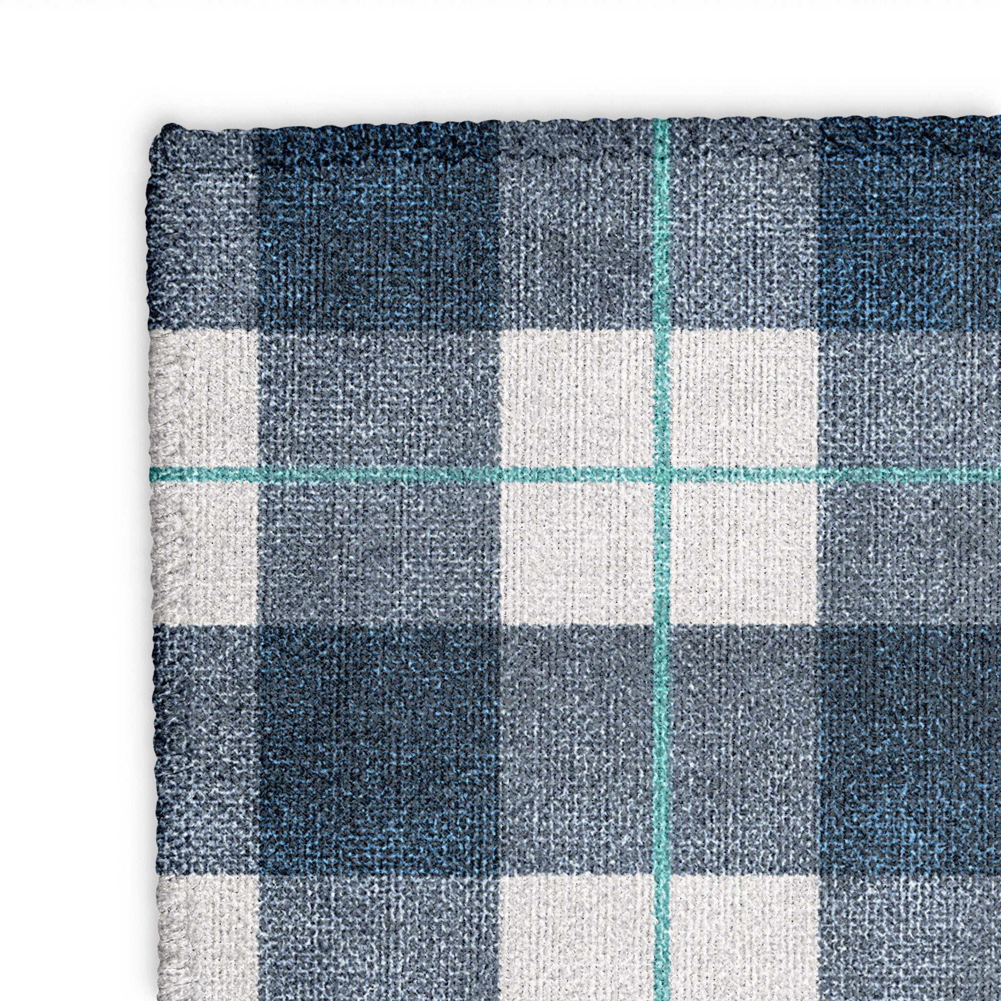 Wallace Plaid Blue & Teal Mockup Square Detail