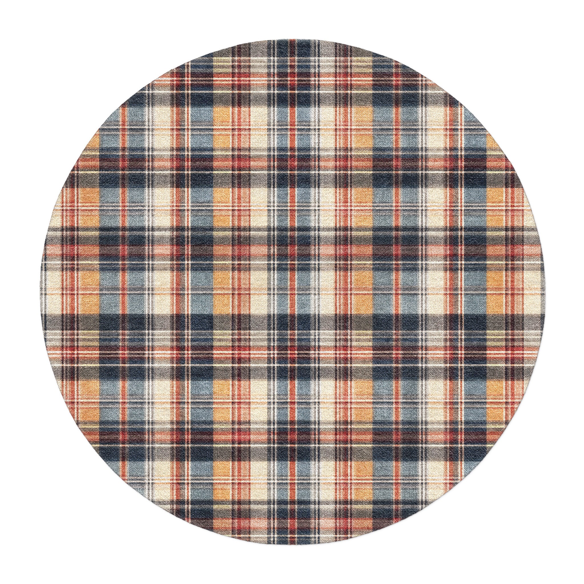 MacPherson Plaid Navy & Gold in round-5ft Size