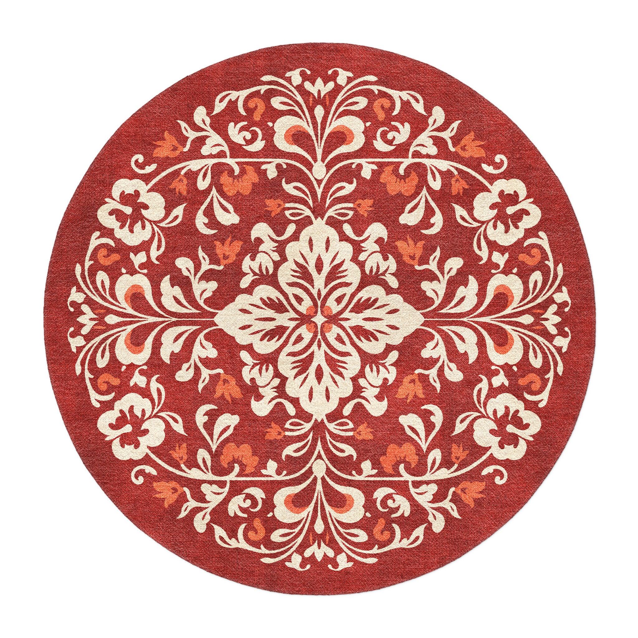 Annette Red & Ivory in 5' Round Size