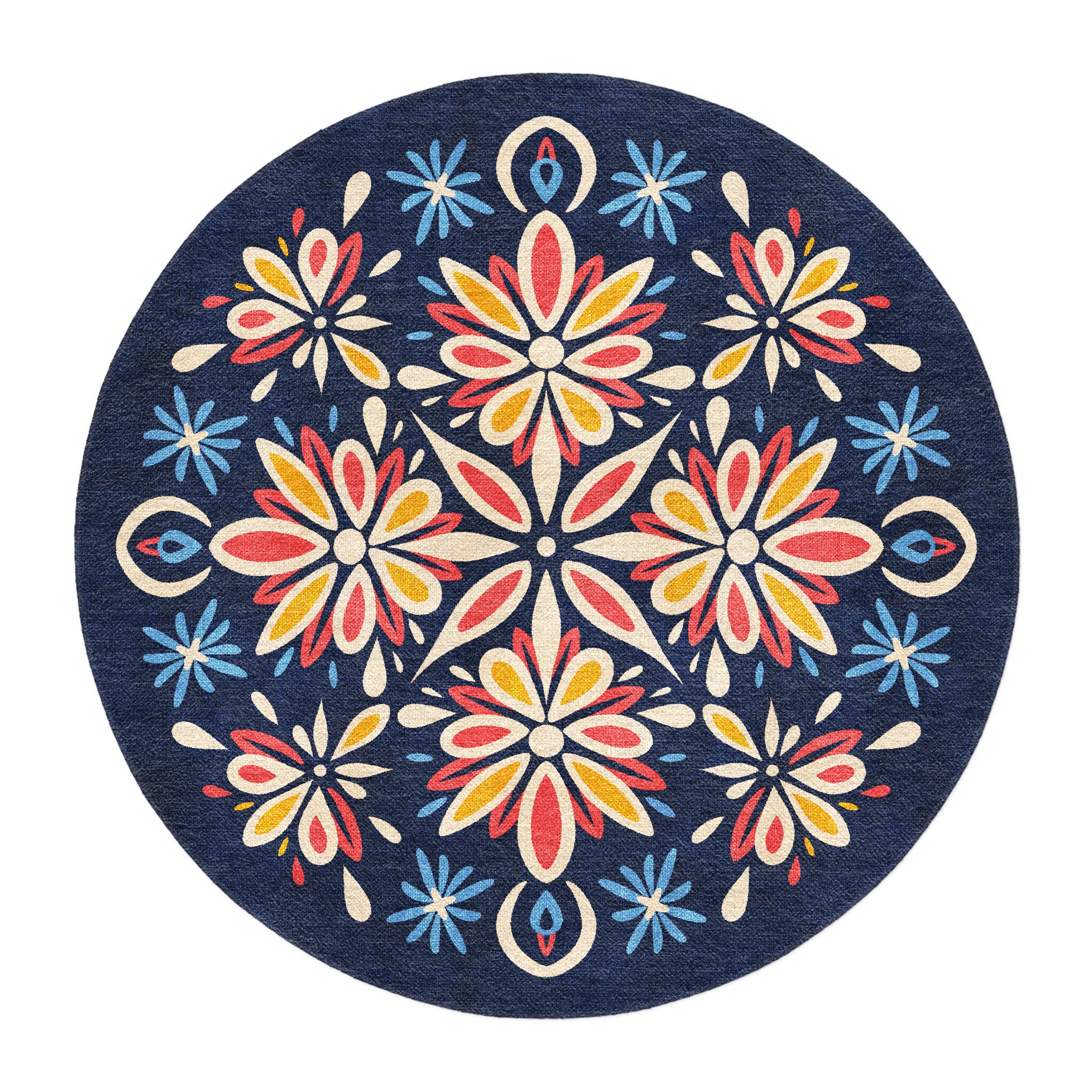 Jasmina Navy Multicolor in round-5ft Size