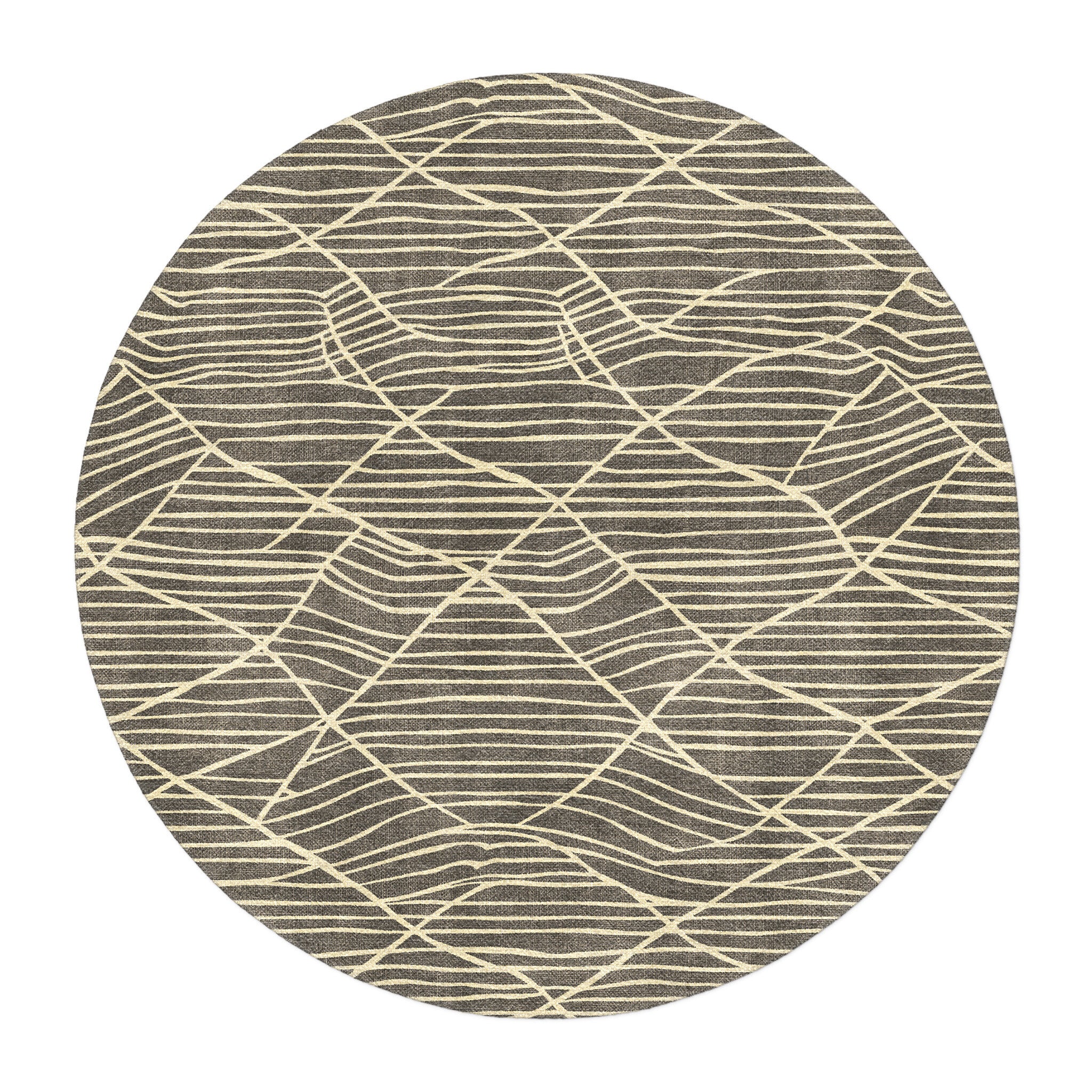 Paxton Black & Taupe in round-5ft Size