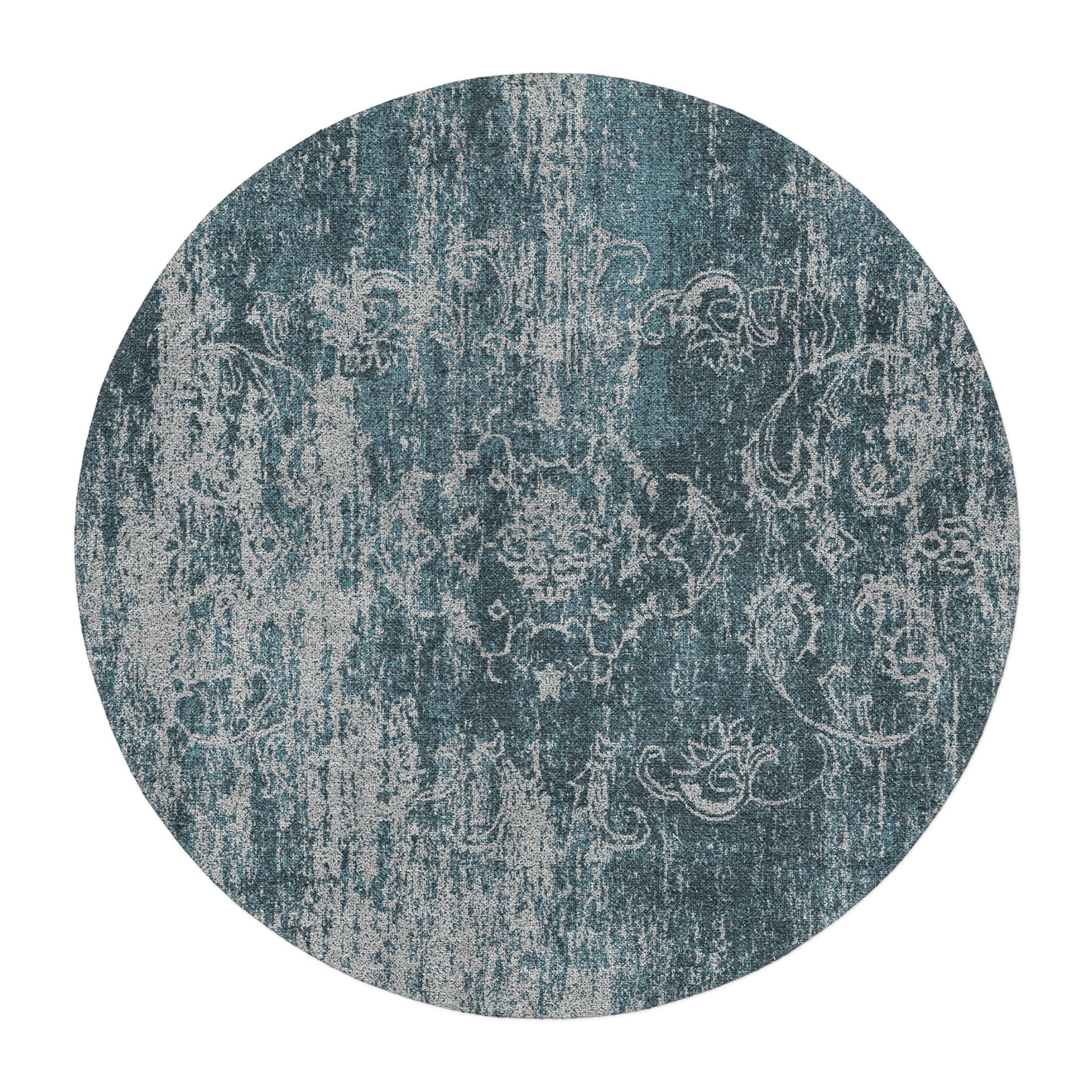 Bennett Teal & Grey in 5' Round Size