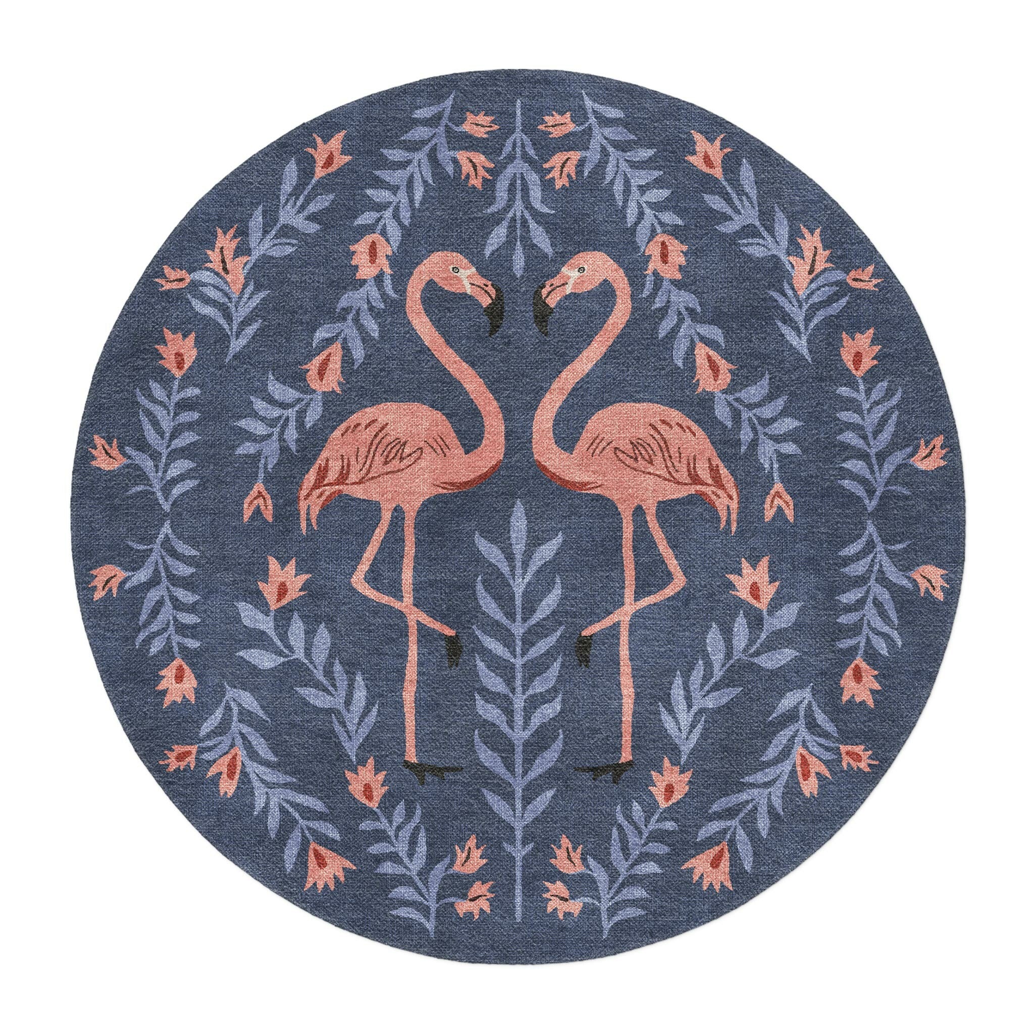 Flamingo Friends Navy in 5' Round Size