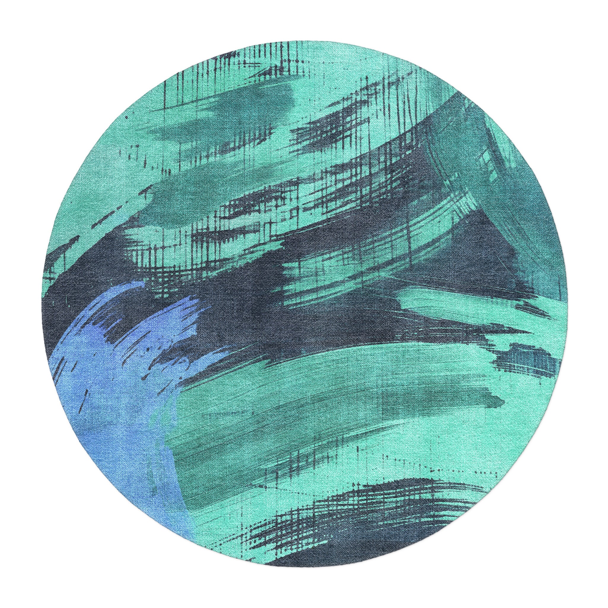 Tethys Navy & Seafoam in round-5ft Size