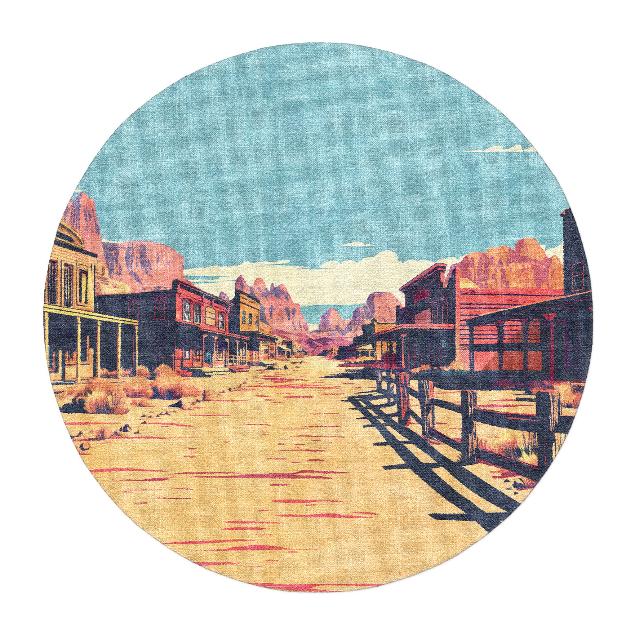 Southwestern Ghost Town in round-5ft Size