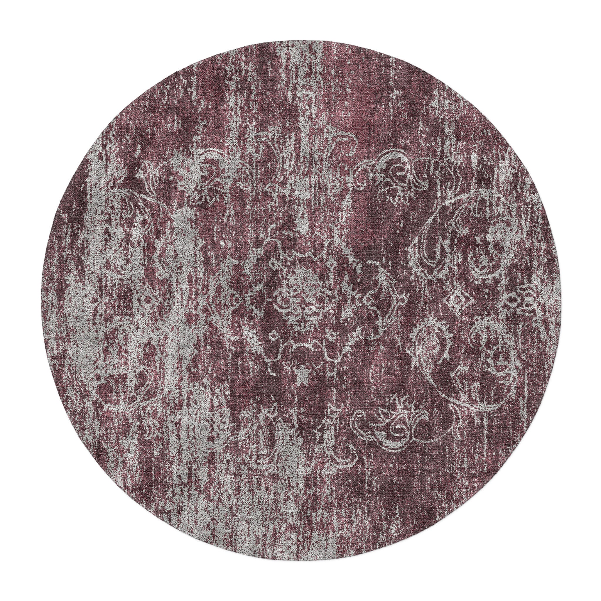 Bennett Maroon & Grey in 5' Round Size