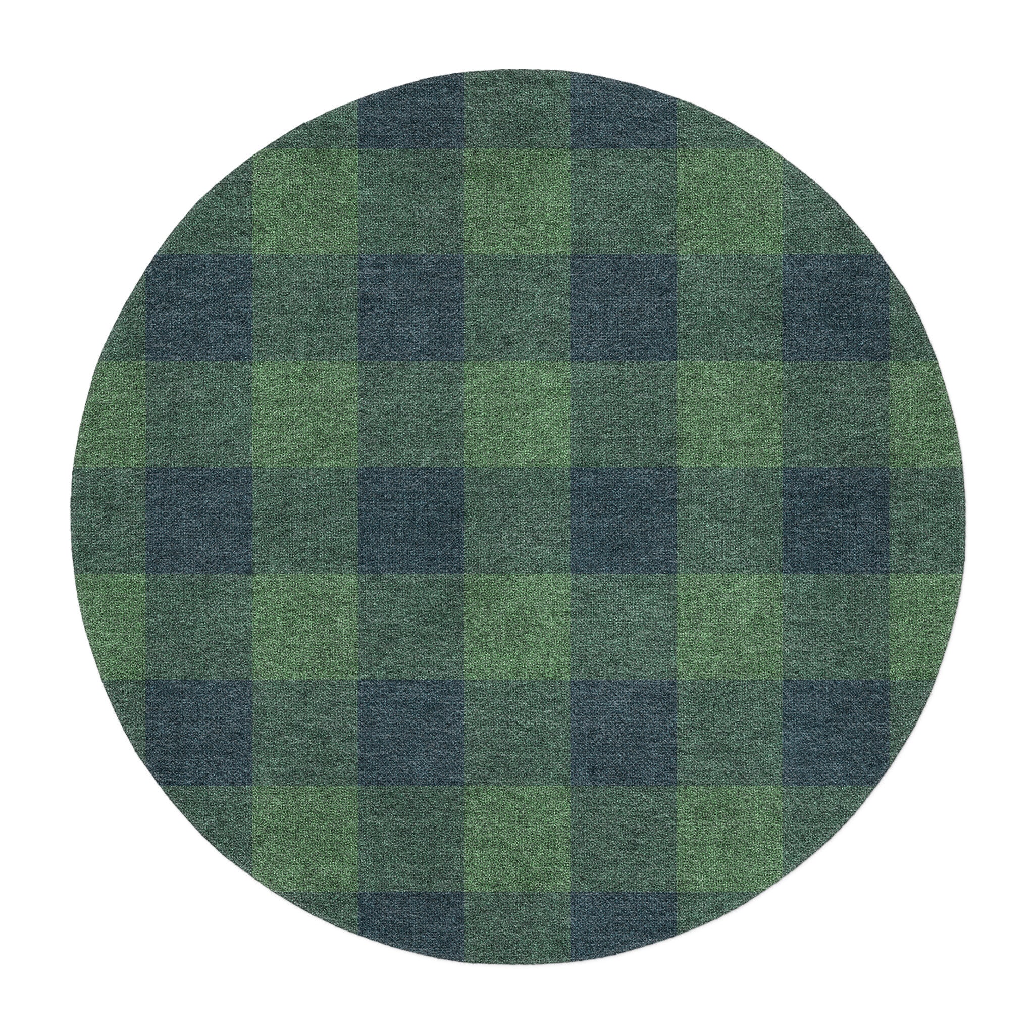 Buffalo Plaid Green & Navy in 5' Round Size