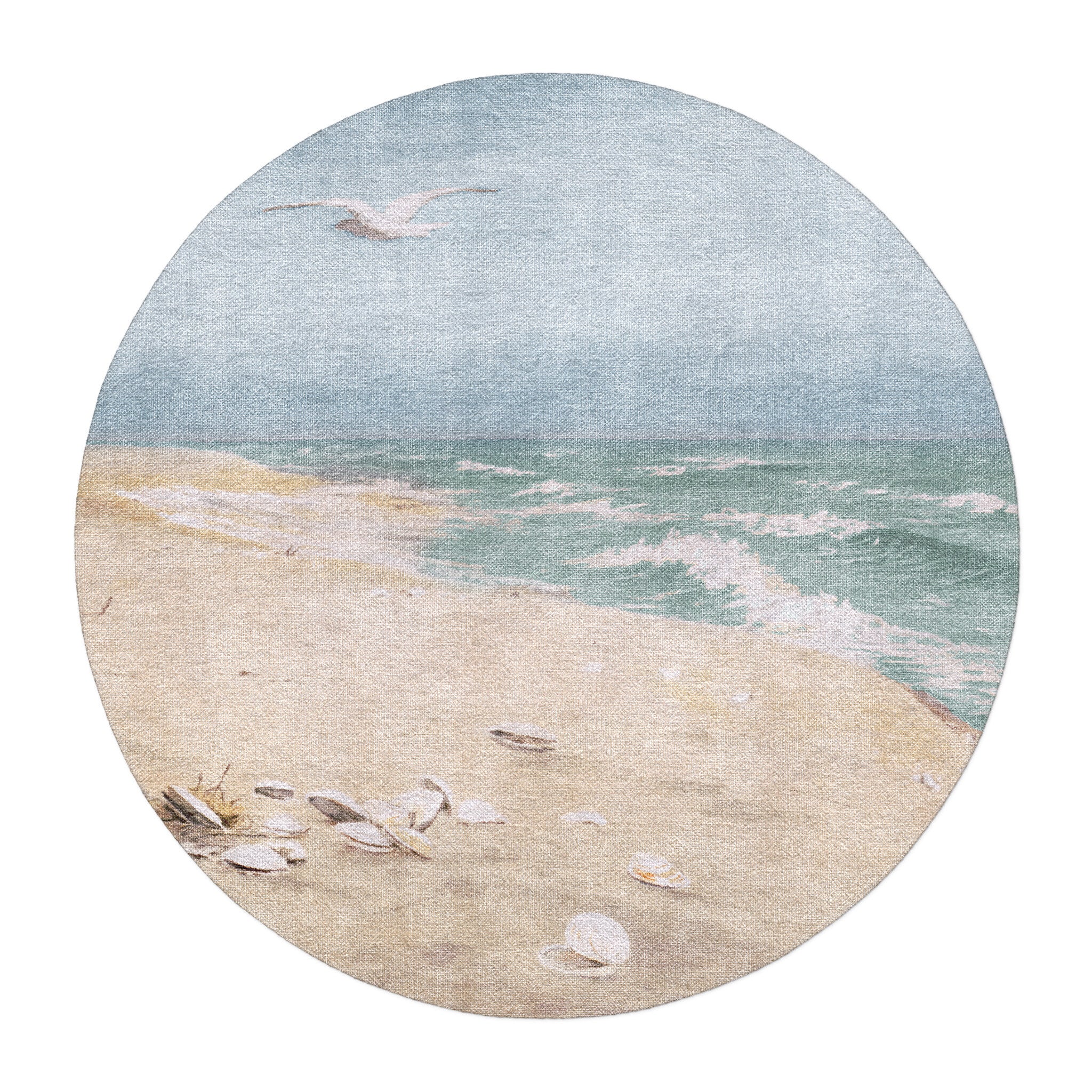 On the Beach by Fidelia Bridges in round-5ft Size