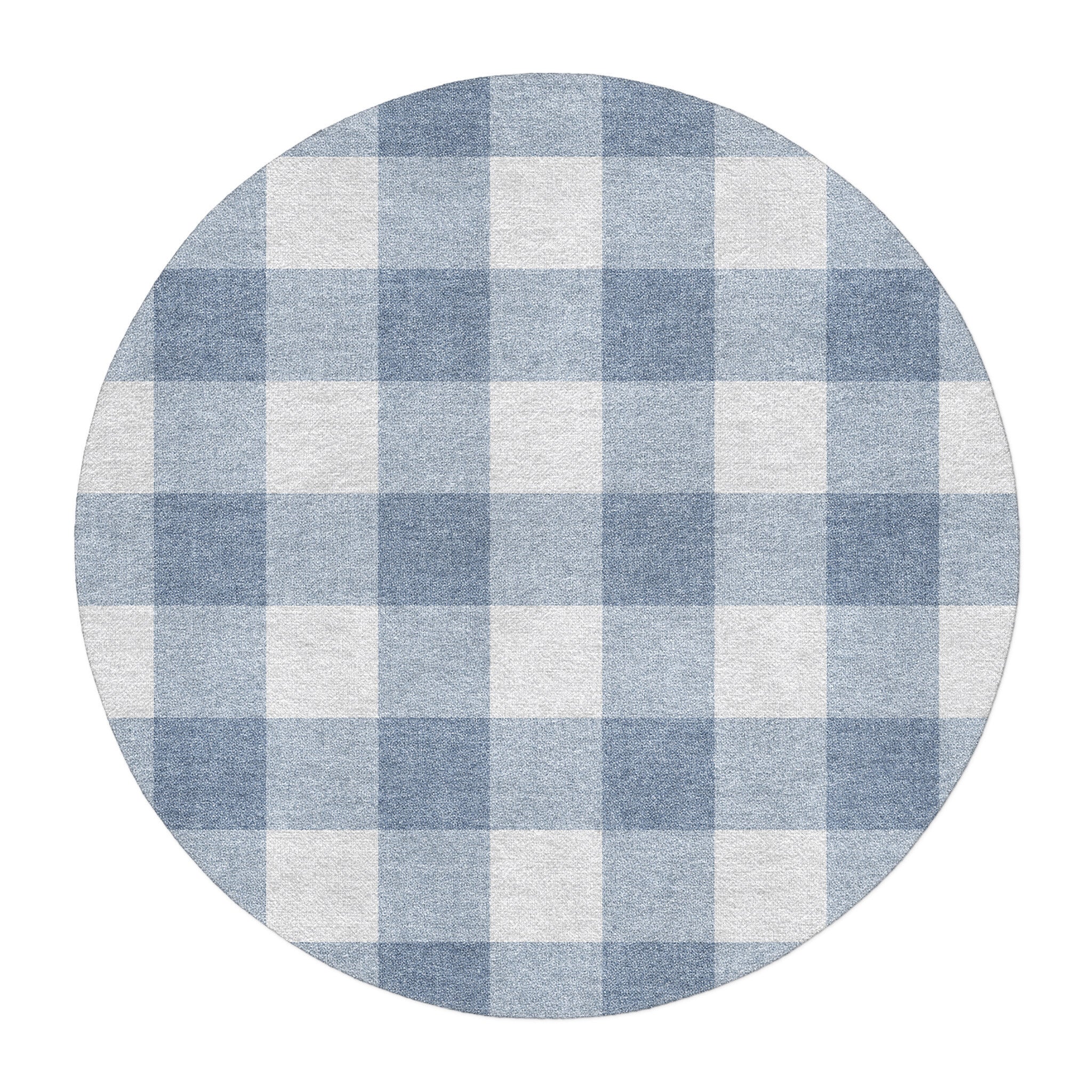 Buffalo Plaid Steel Blue in 5' Round Size