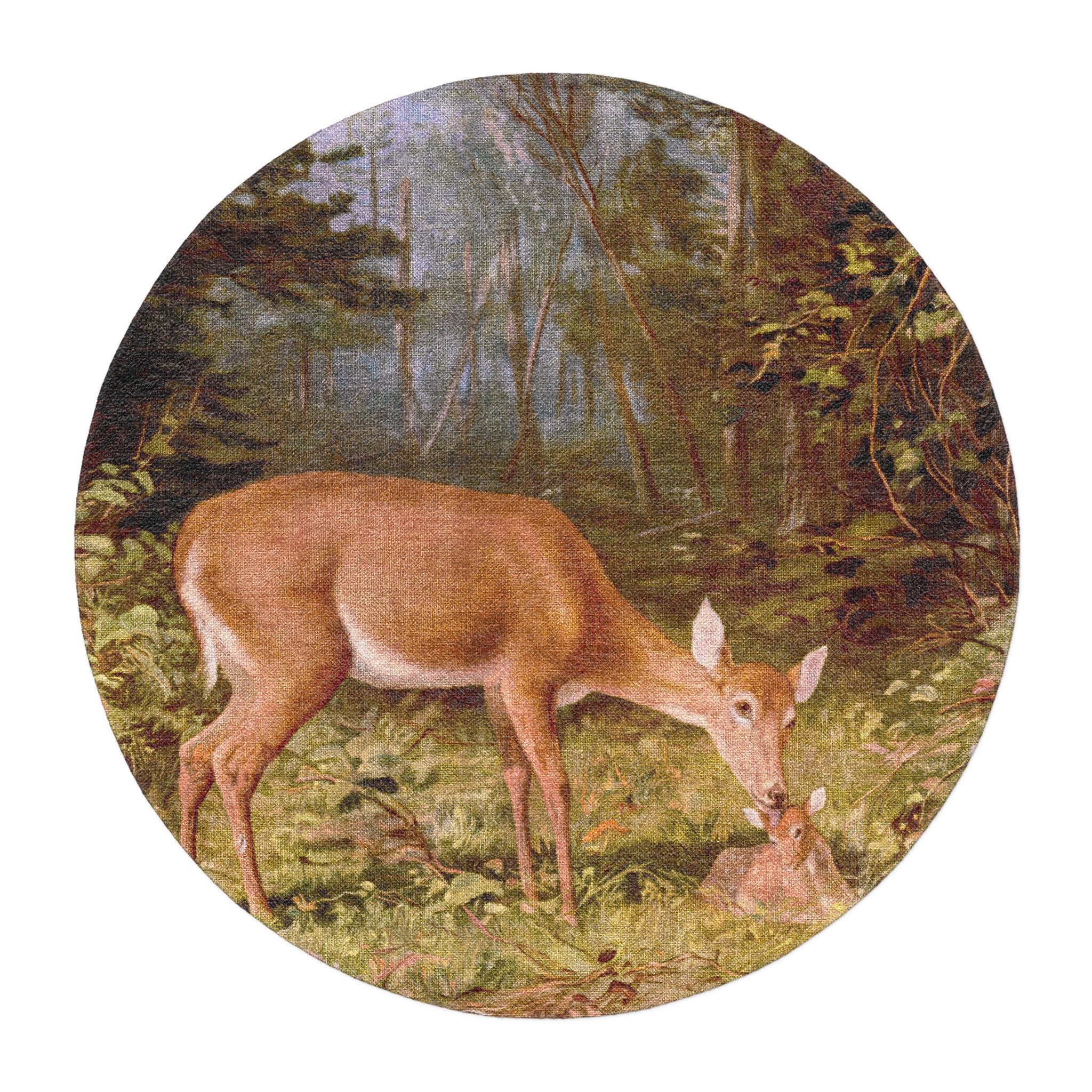 Deer and Fawn by Alfred Fitzwilliam in 5' Round Size