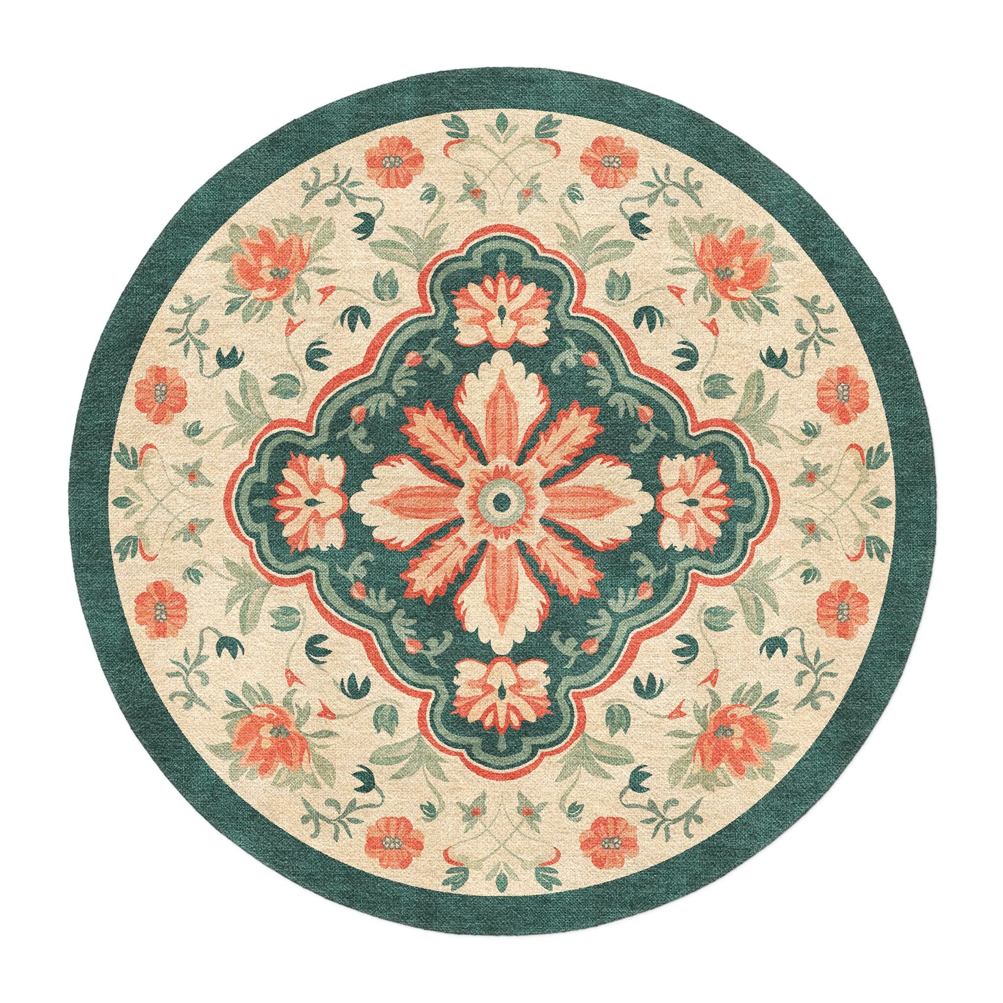 Meave Sage Green & Rose in round-5ft Size