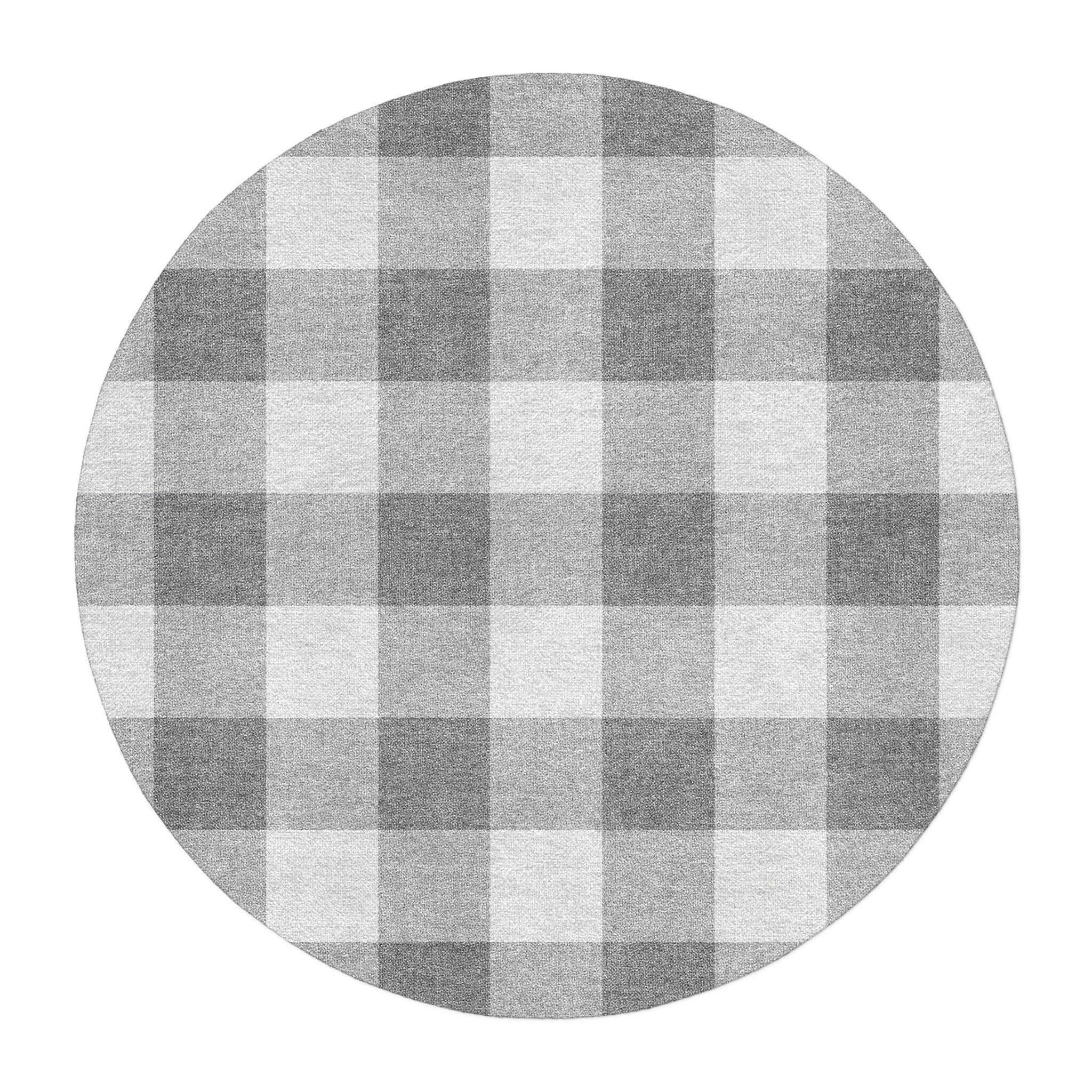 Buffalo Plaid Light Grey in 5' Round Size