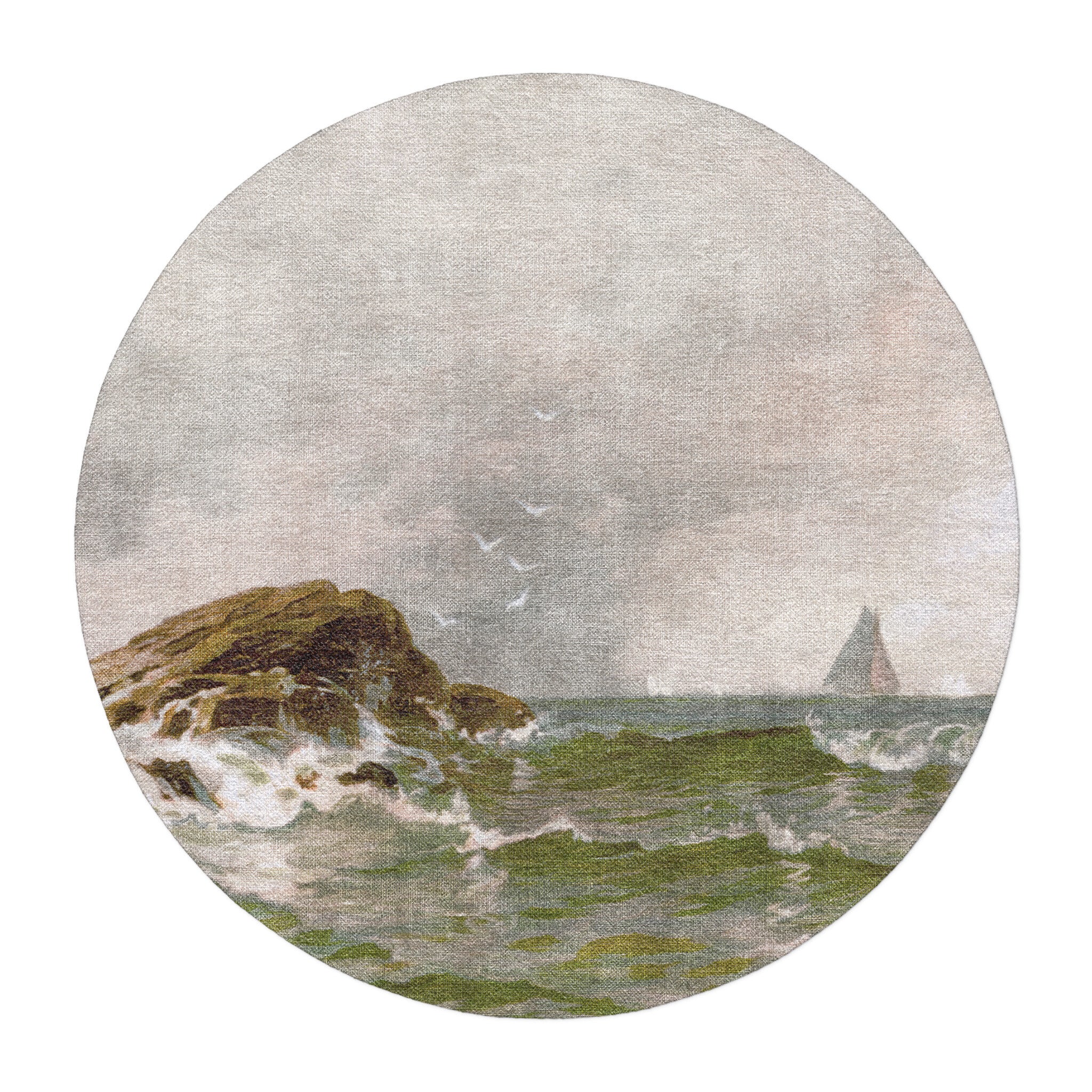 Stormy Narragansett Pier by Alfred Thomas Bircher in round-5ft Size