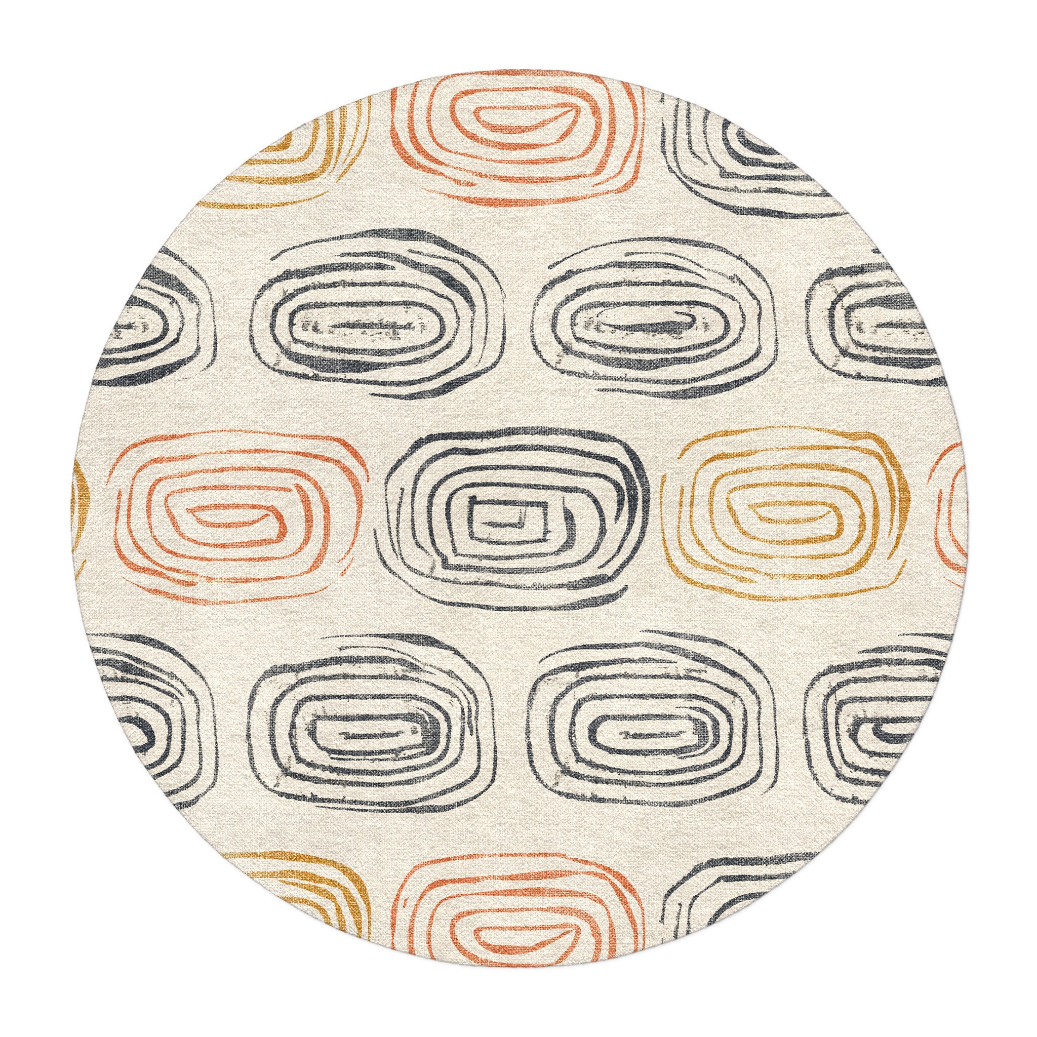 Horatio Ivory & Orange in round-5ft Size